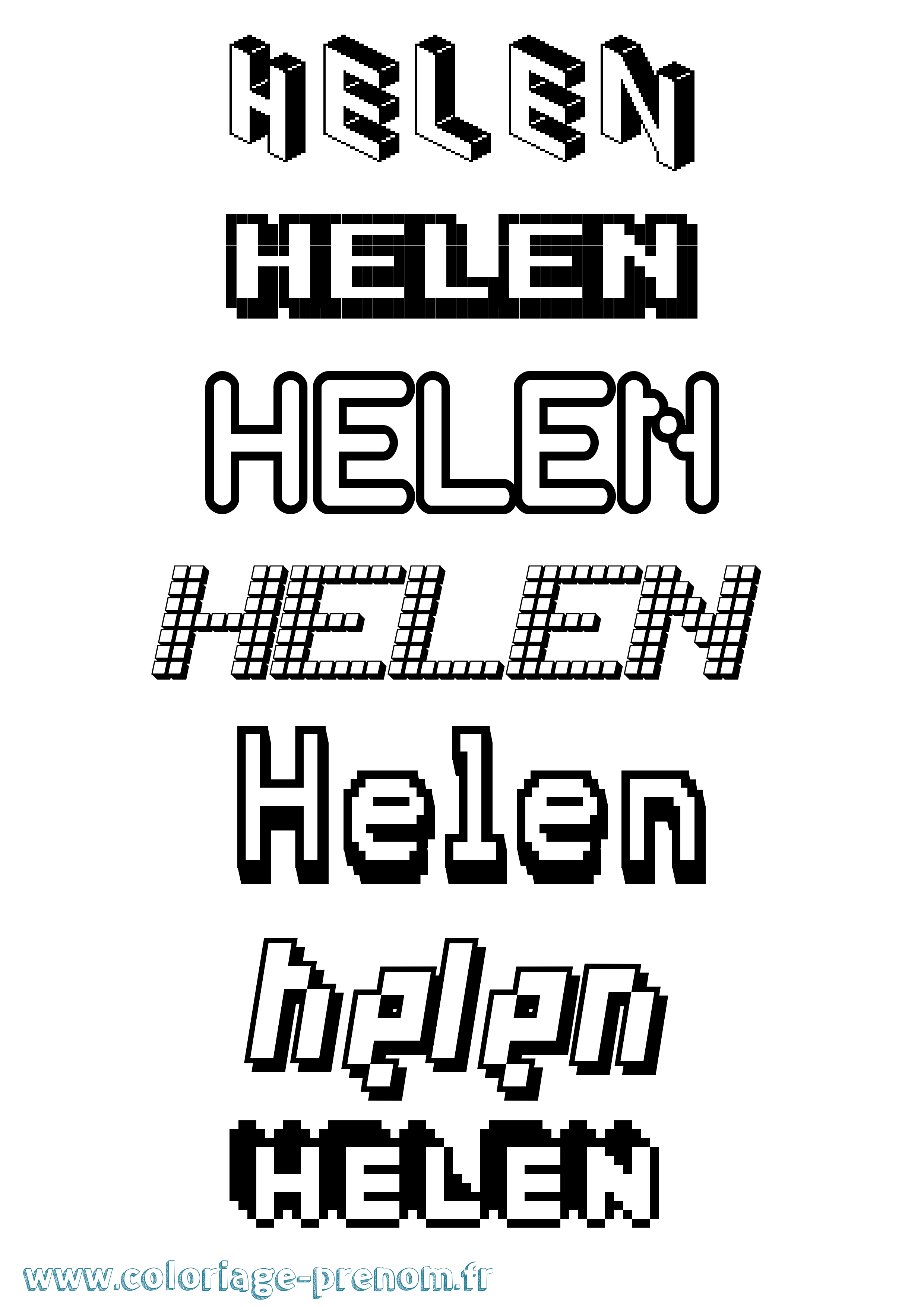 Coloriage Helen Pixel Coloriage prénom Helen Pixel