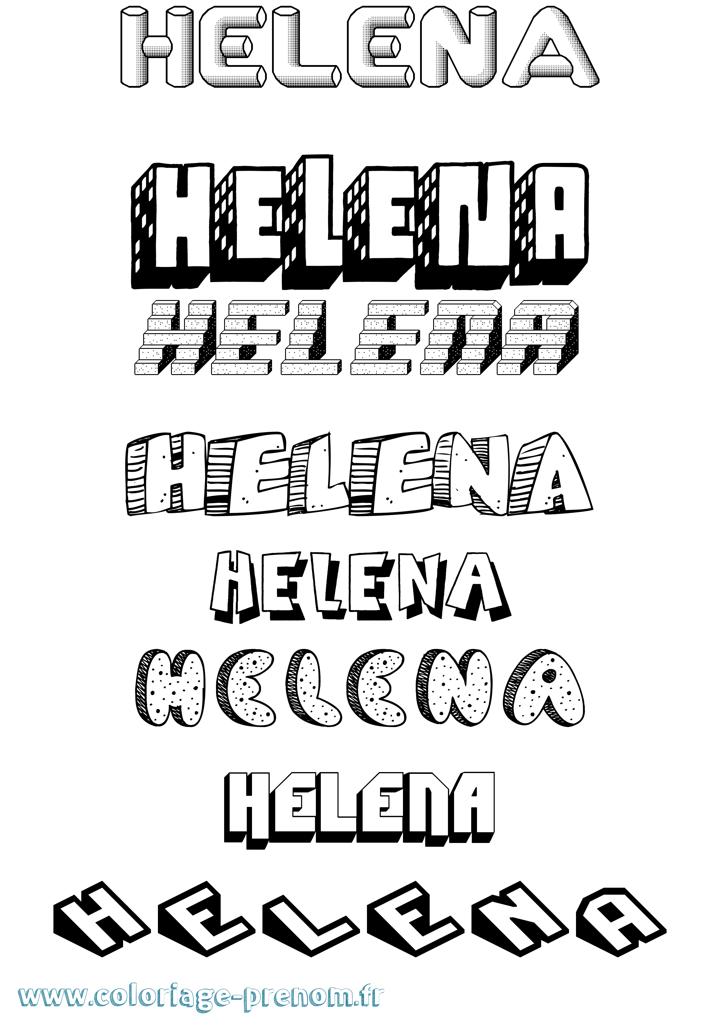 Coloriage prénom Helena Effet 3D