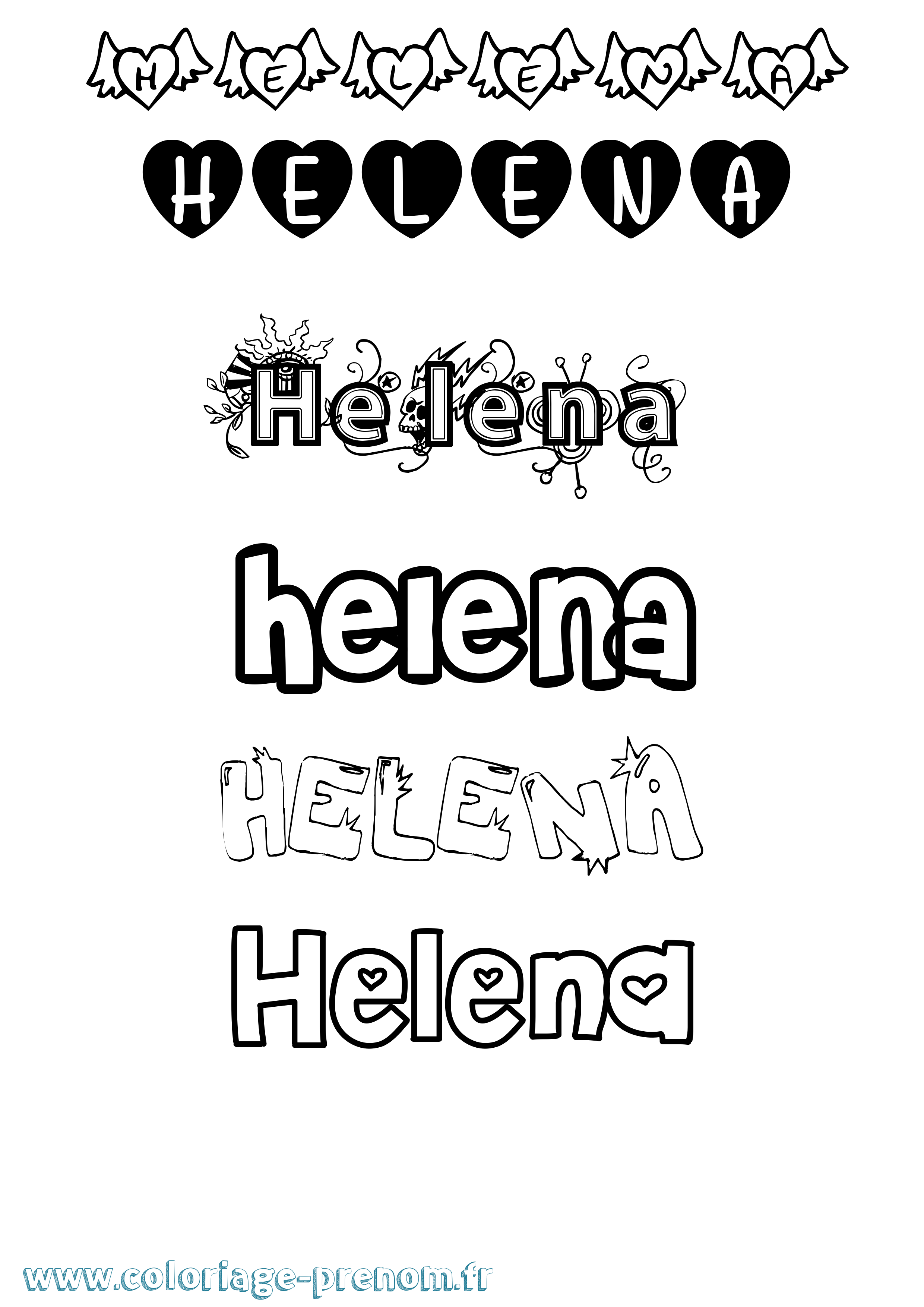 Coloriage prénom Helena Girly