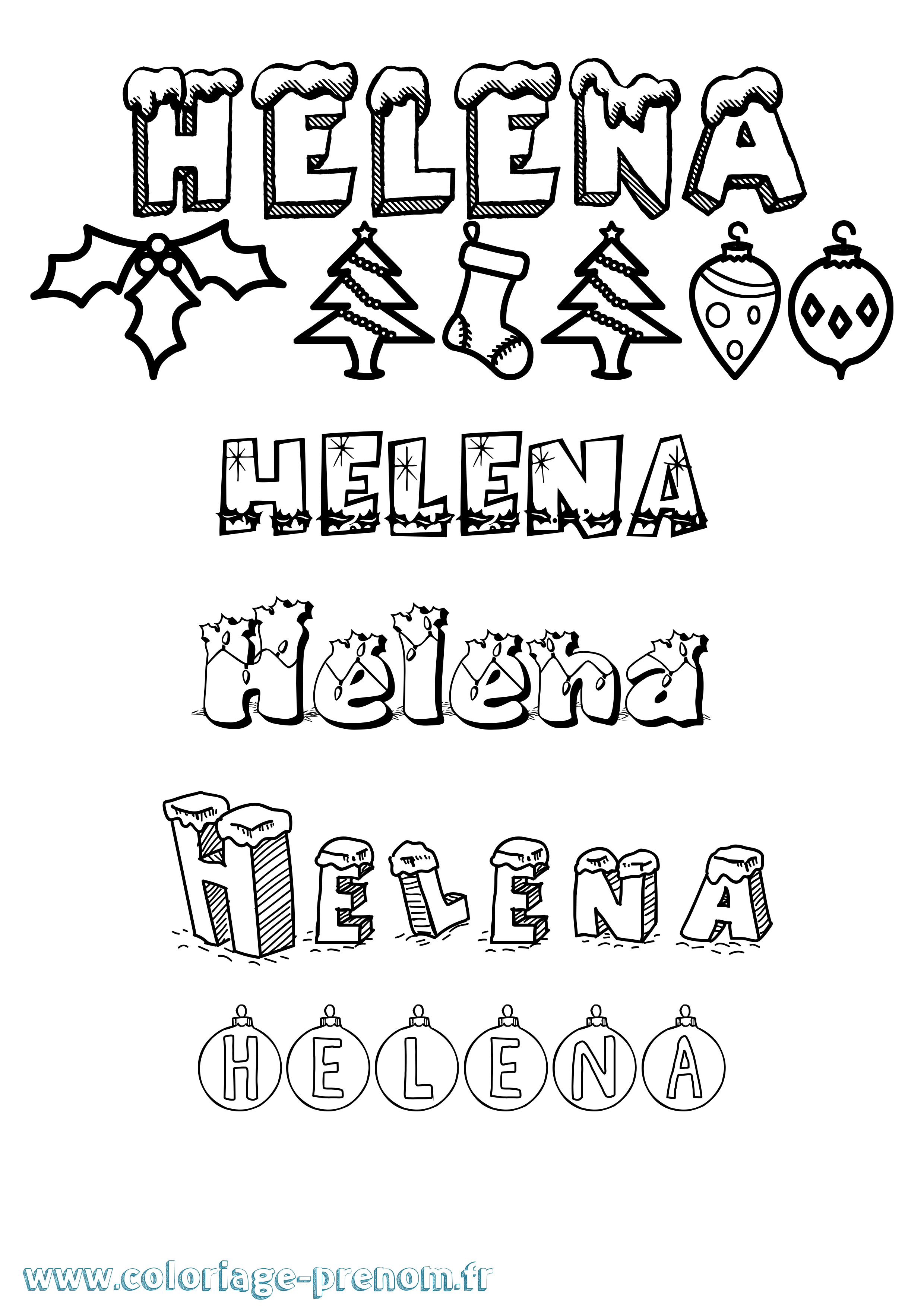 Coloriage prénom Helena Noël