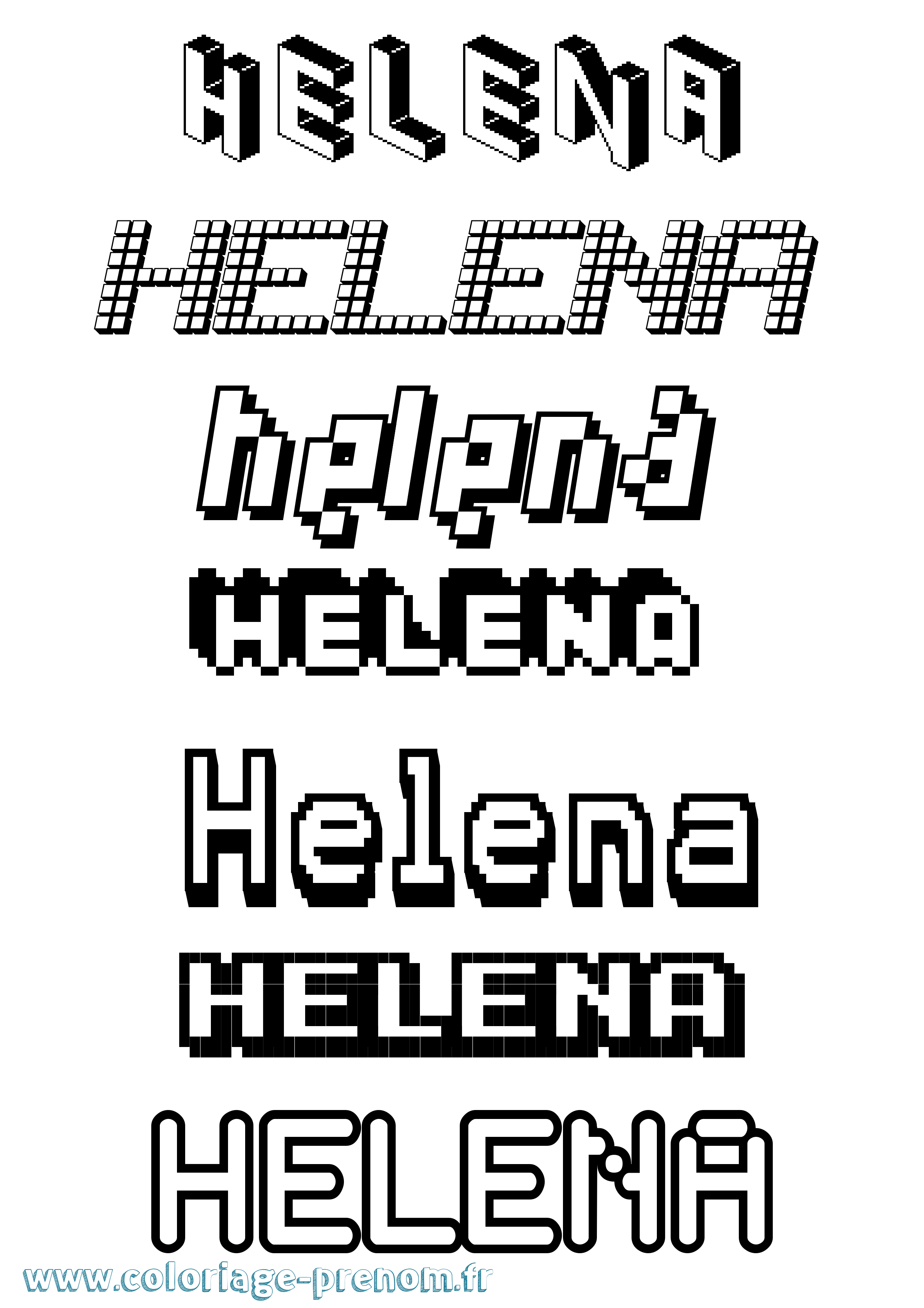 Coloriage prénom Helena Pixel