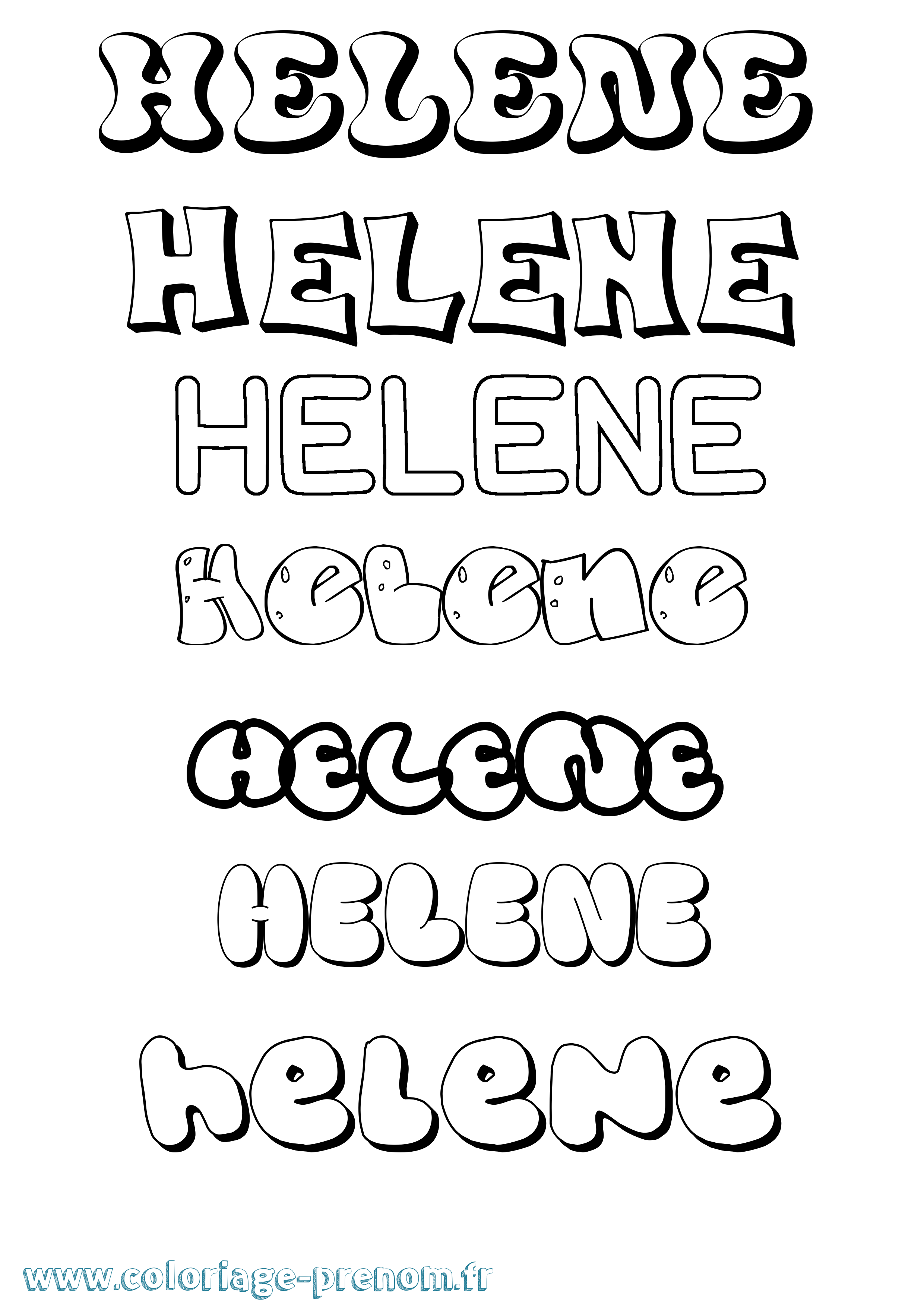 Coloriage prénom Helene Bubble