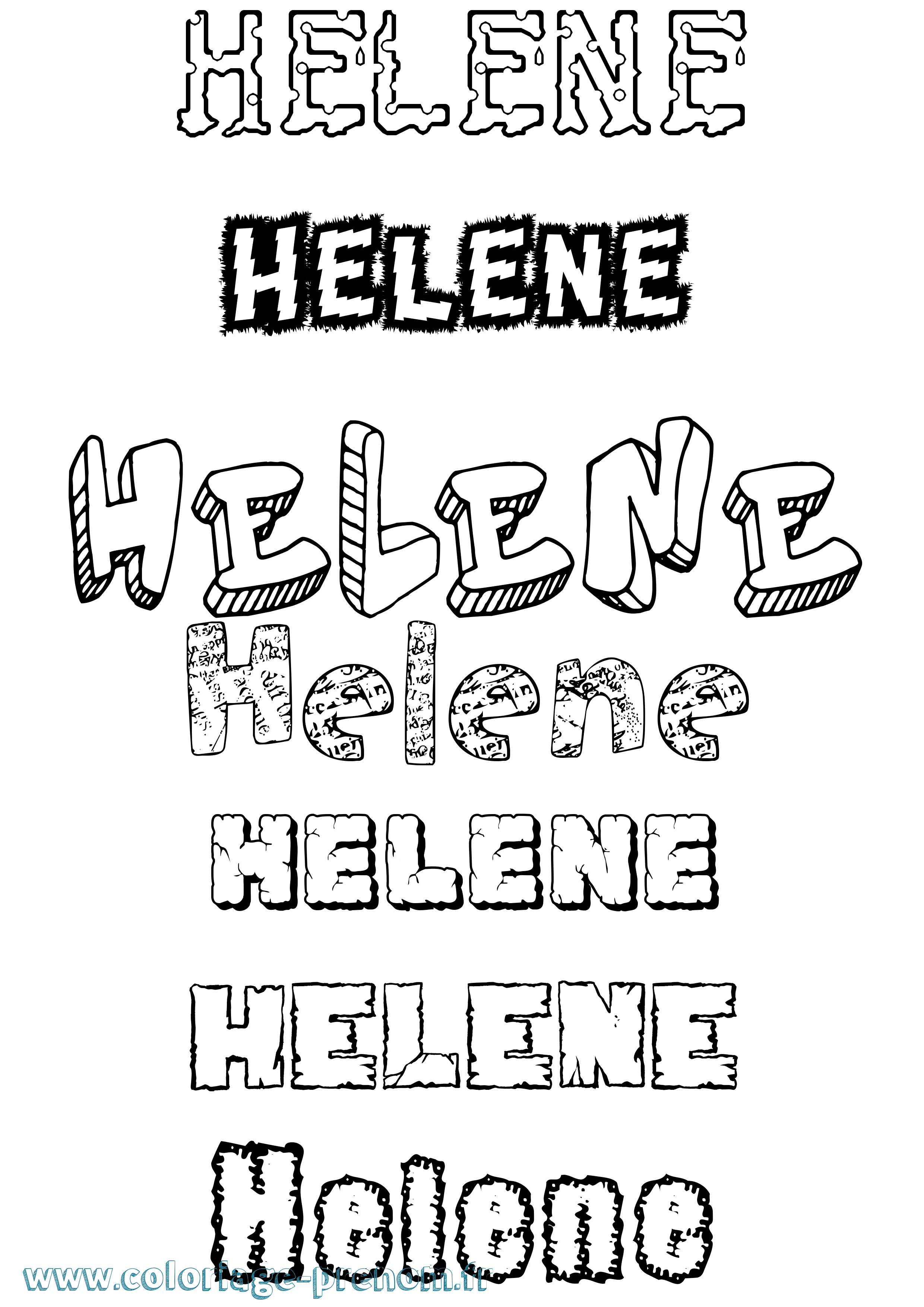 Coloriage prénom Helene Destructuré