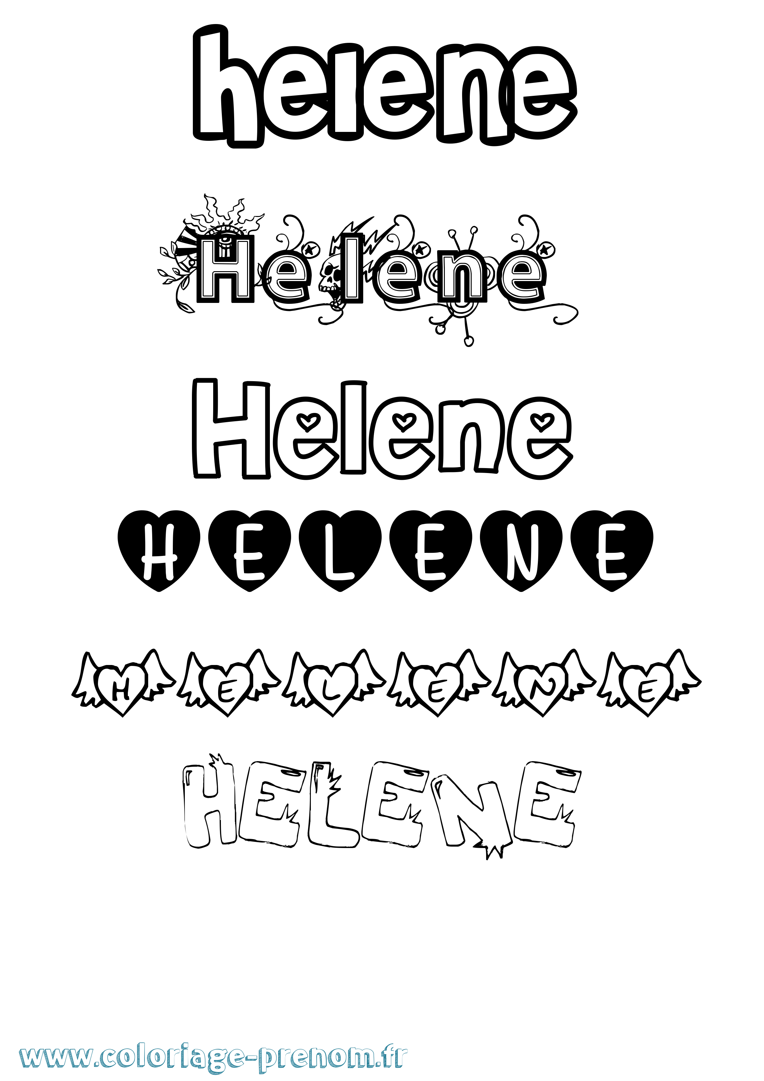 Coloriage prénom Helene Girly