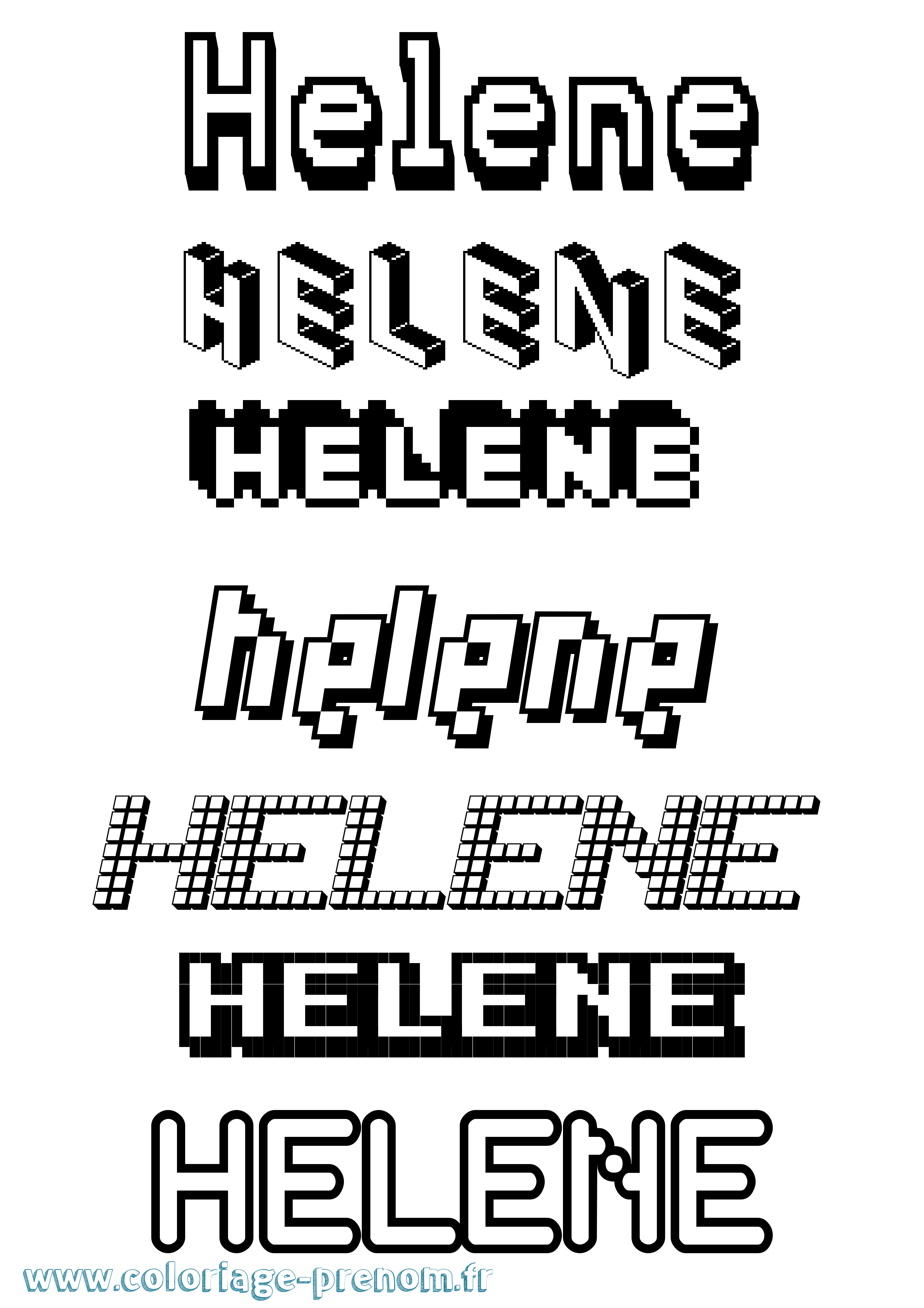 Coloriage prénom Helene Pixel