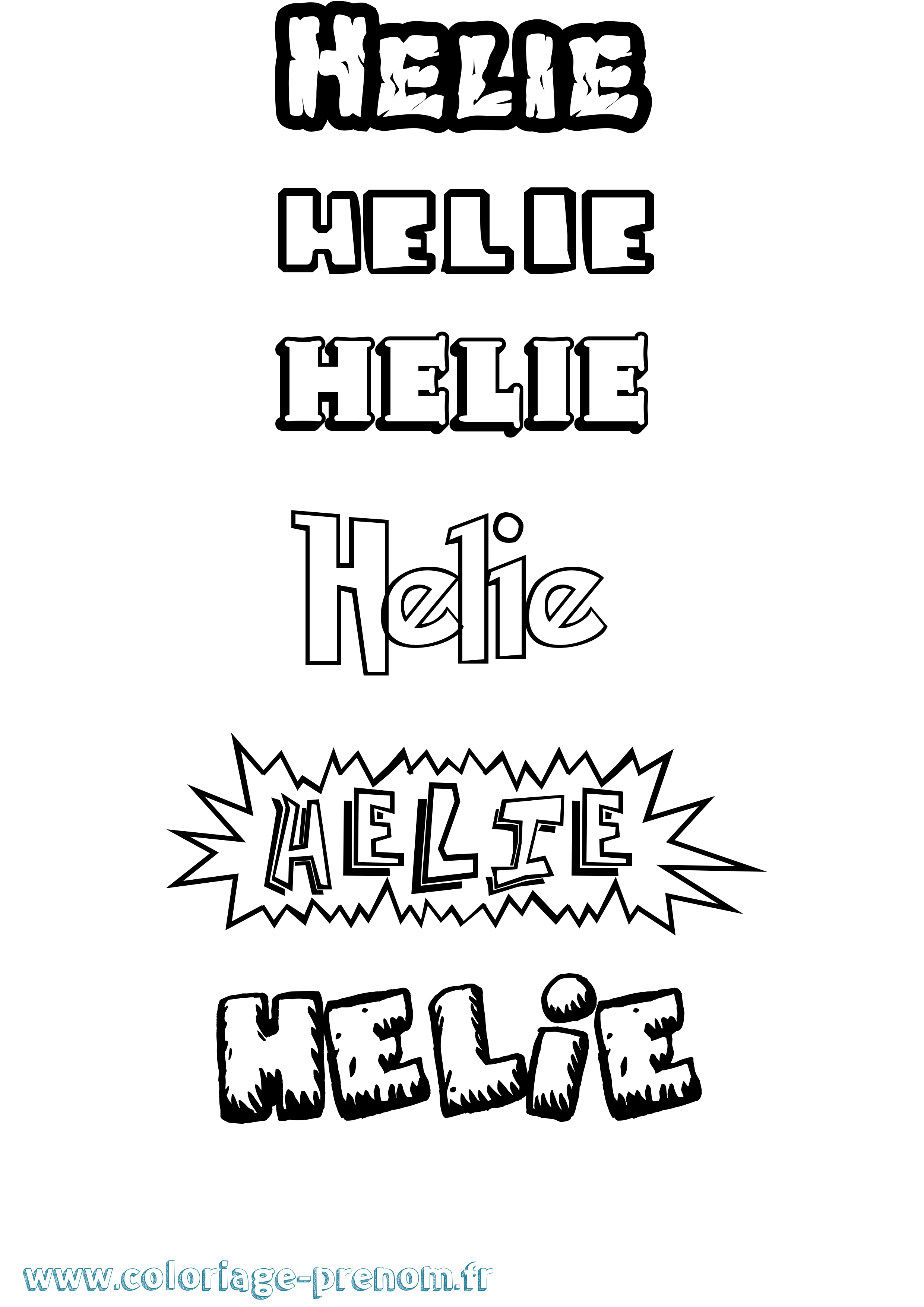 Coloriage Helie Coloriage prénom Helie