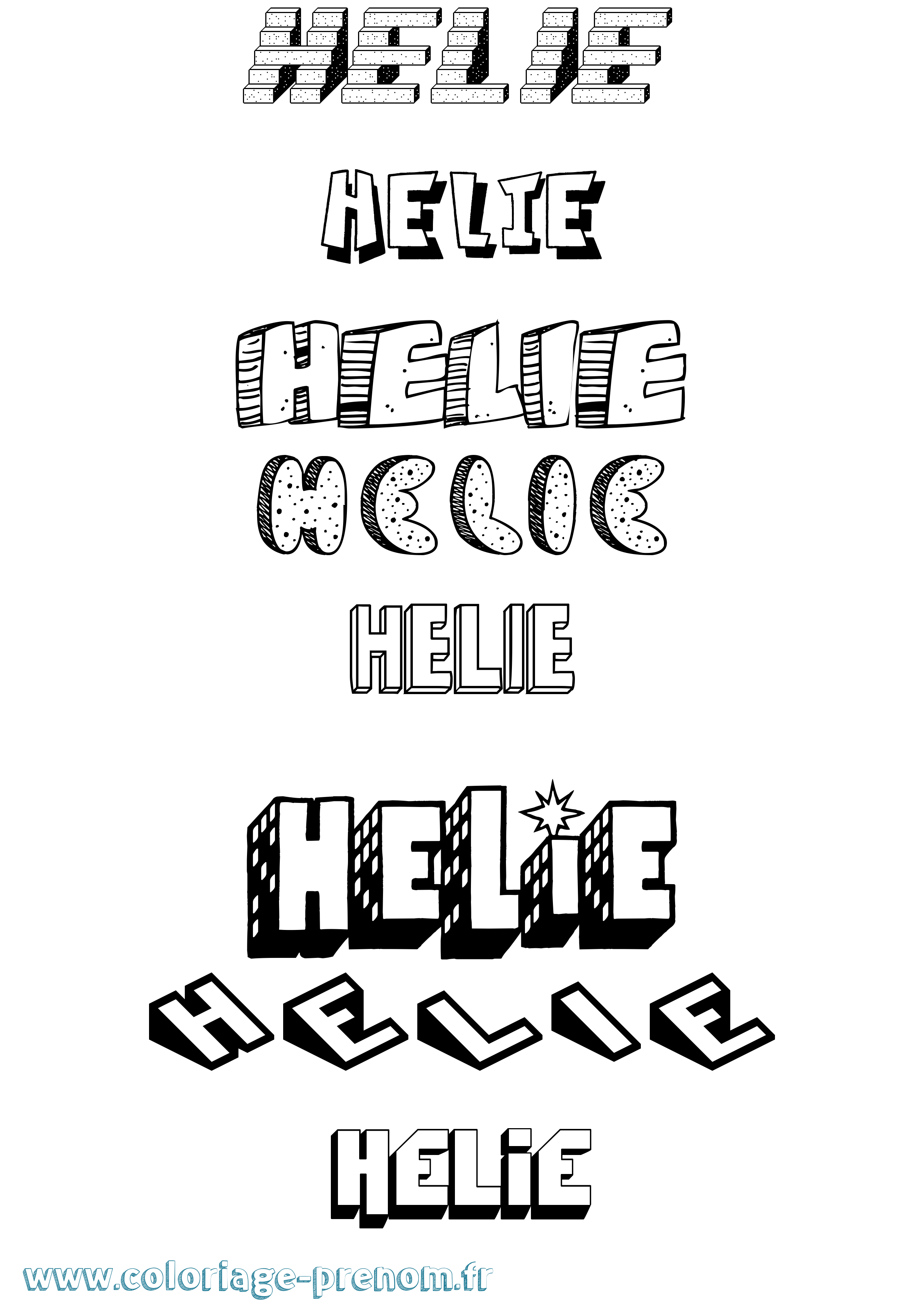 Coloriage Helie Coloriage prénom Helie
