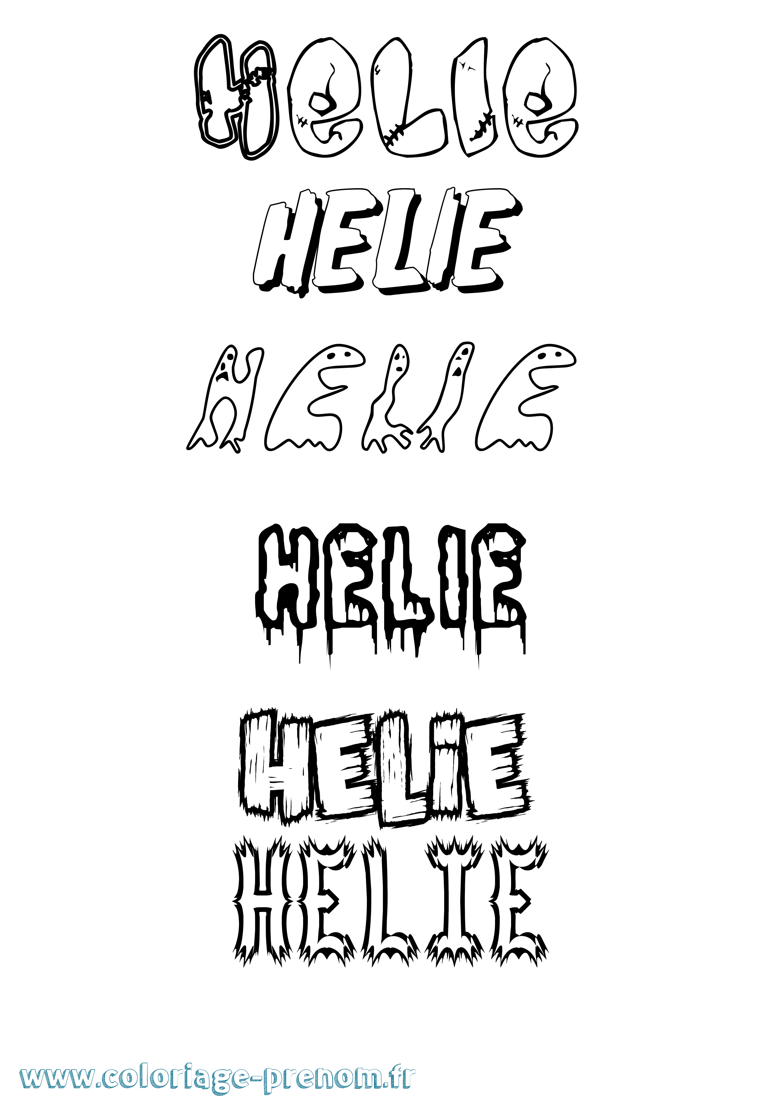 Coloriage Helie Coloriage prénom Helie