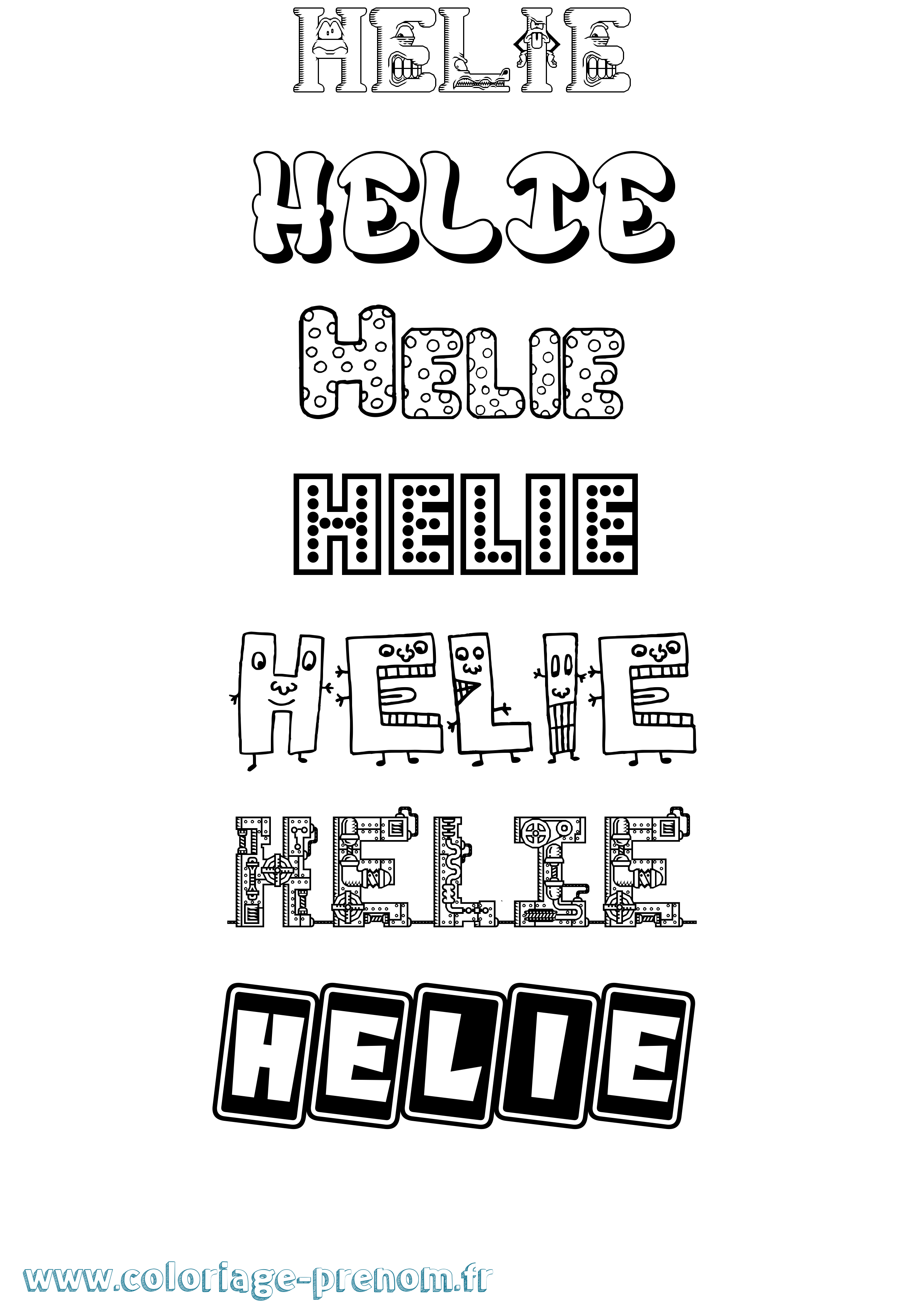 Coloriage Helie Coloriage prénom Helie