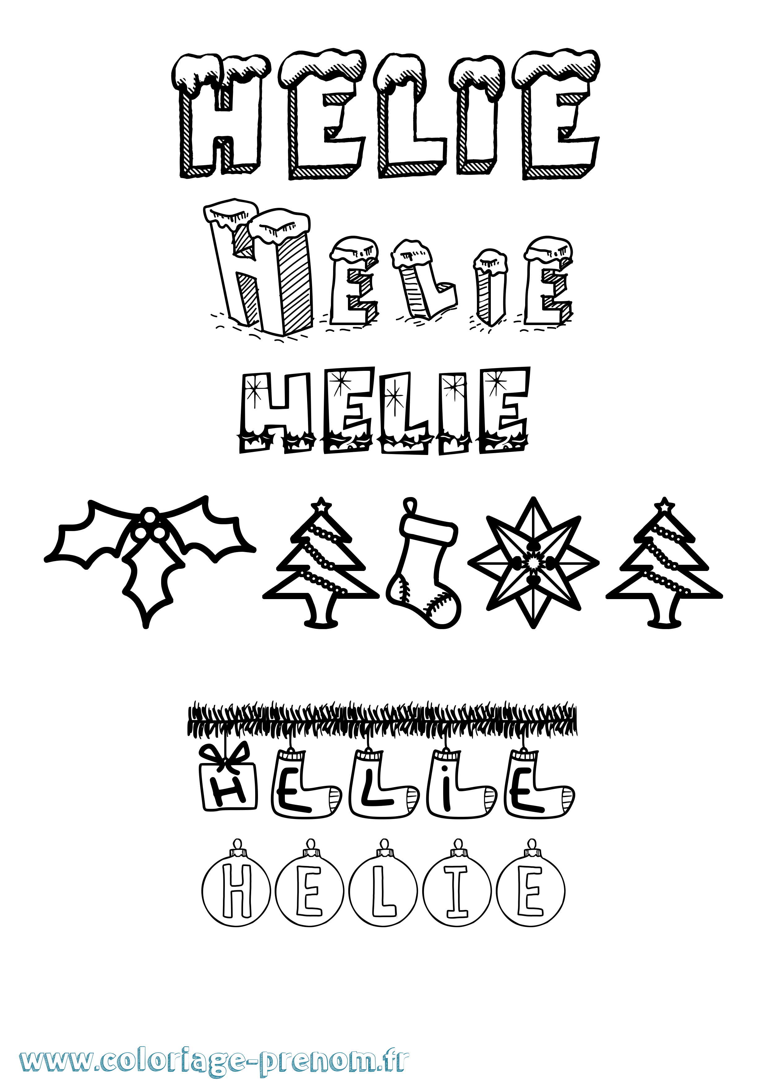 Coloriage Helie Coloriage prénom Helie