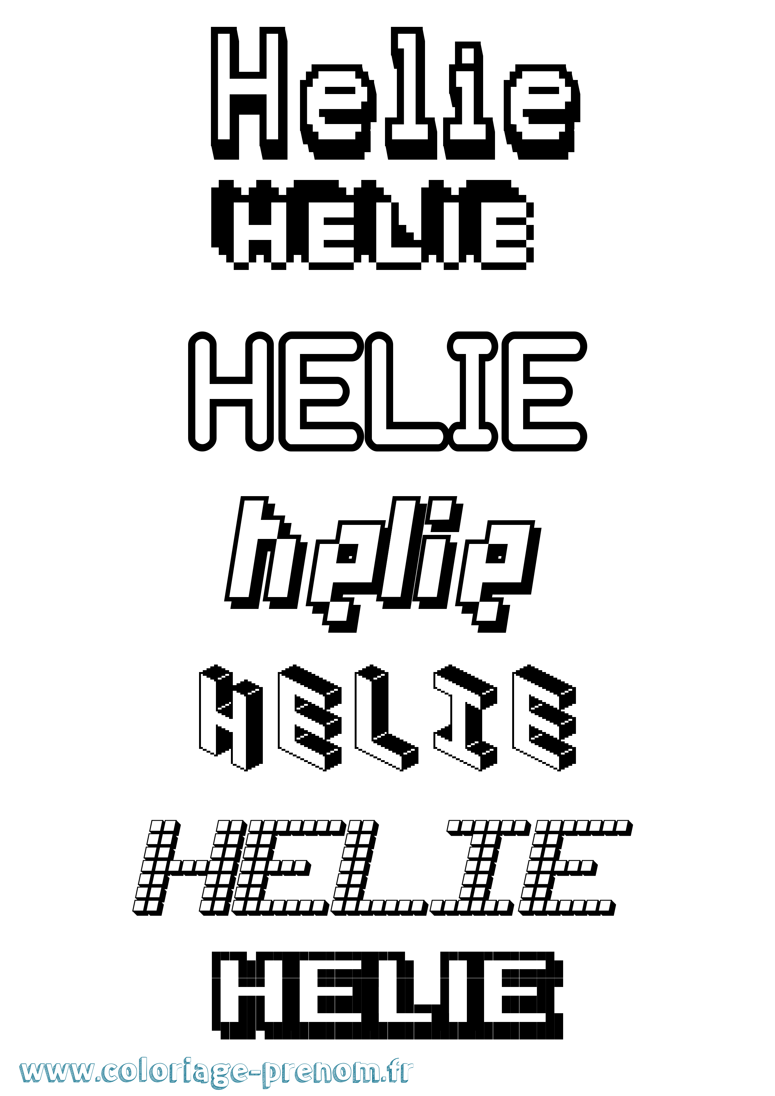 Coloriage prénom Helie