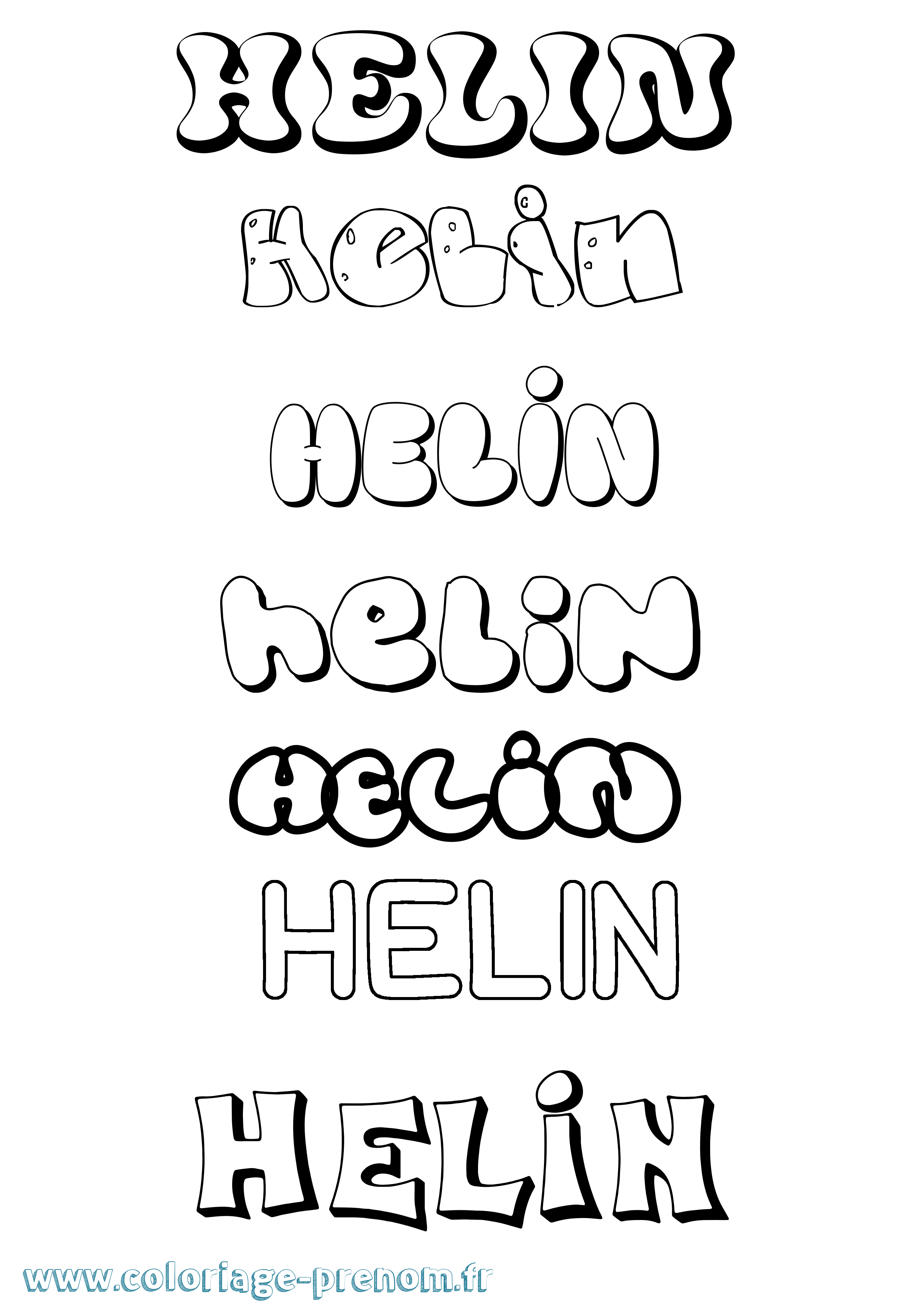 Coloriage prénom Helin Bubble