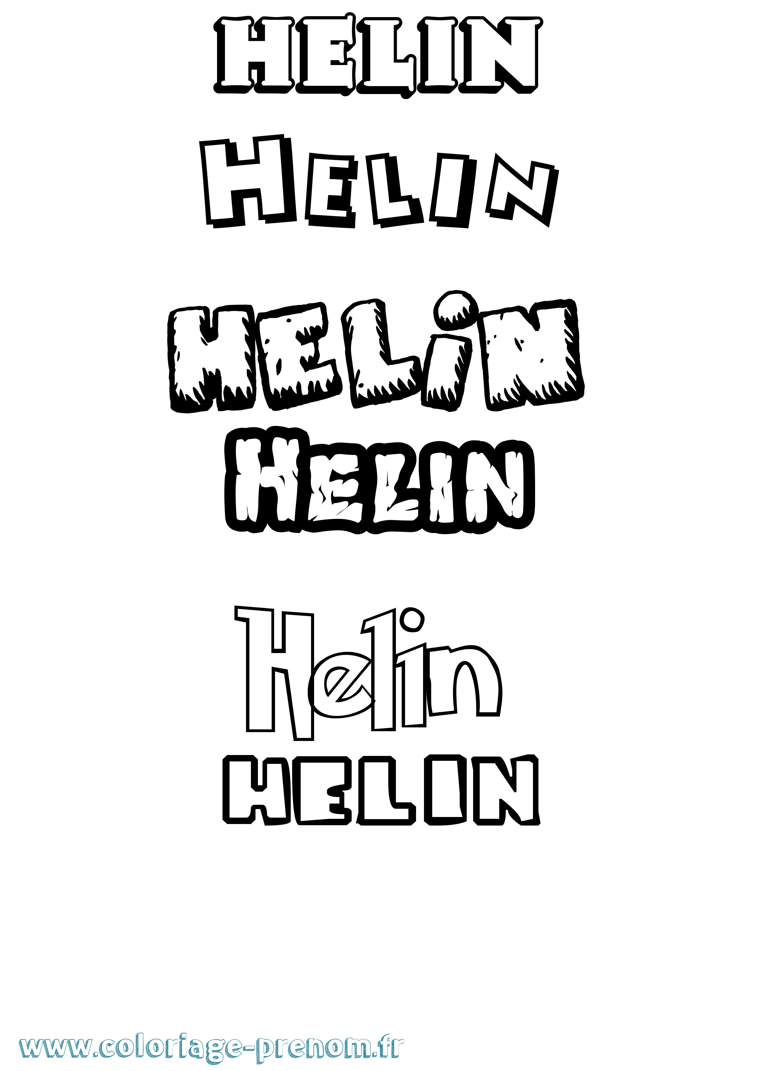 Coloriage prénom Helin Dessin Animé