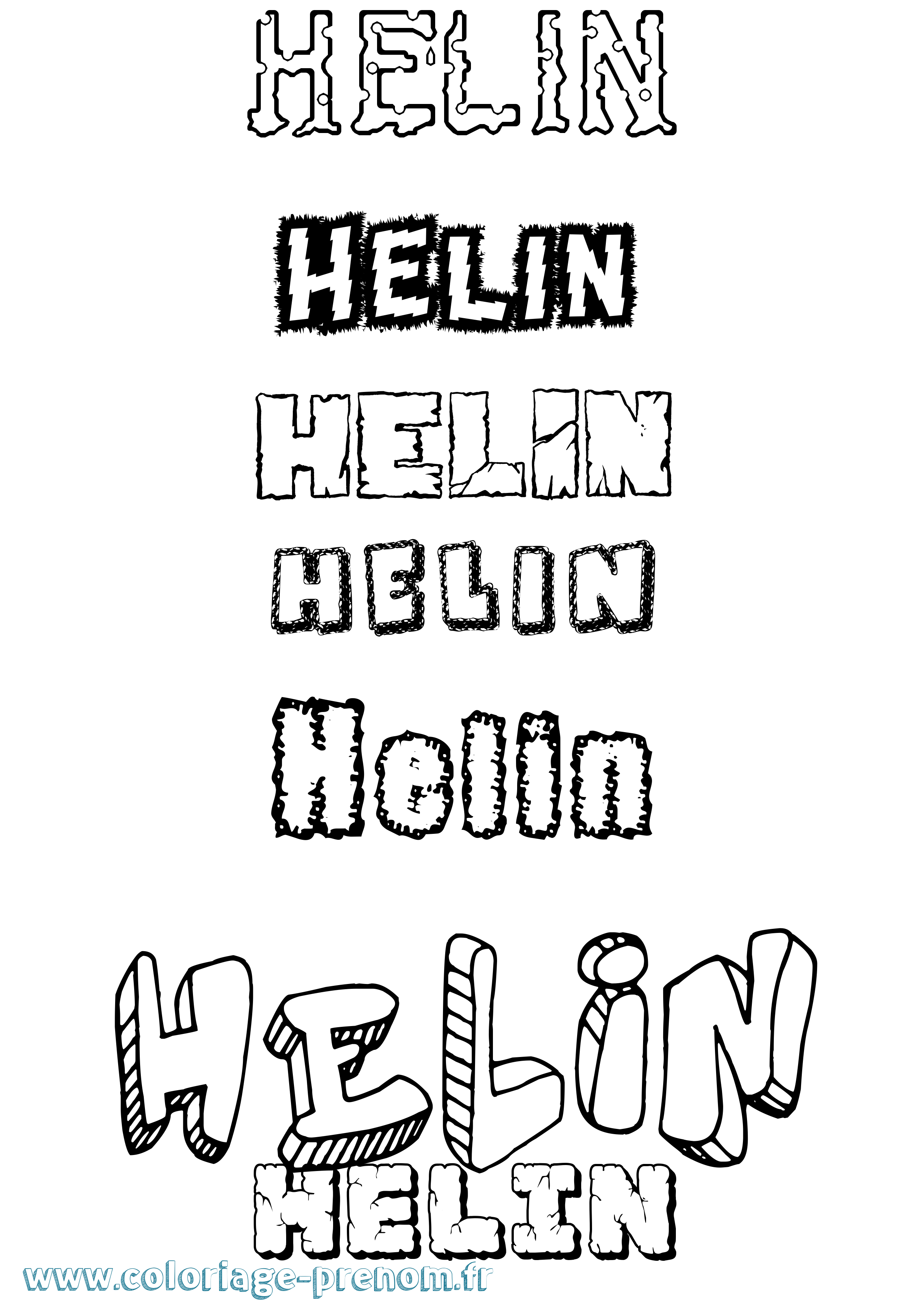 Coloriage prénom Helin Destructuré
