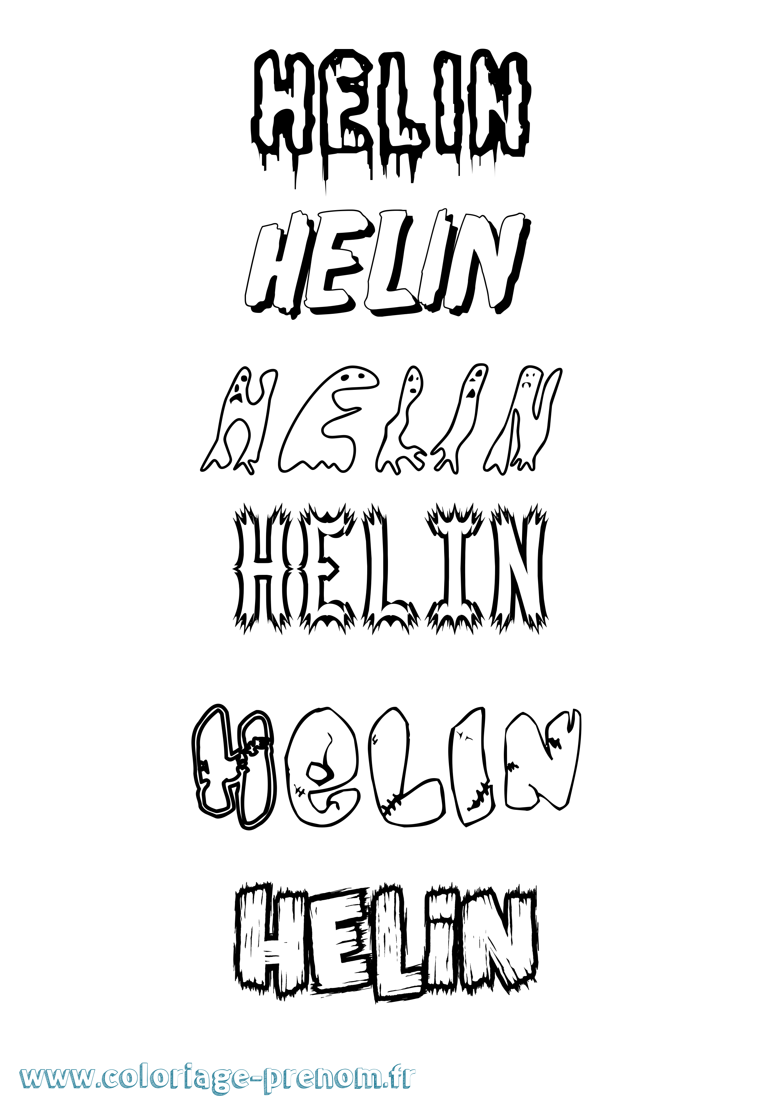 Coloriage prénom Helin Frisson