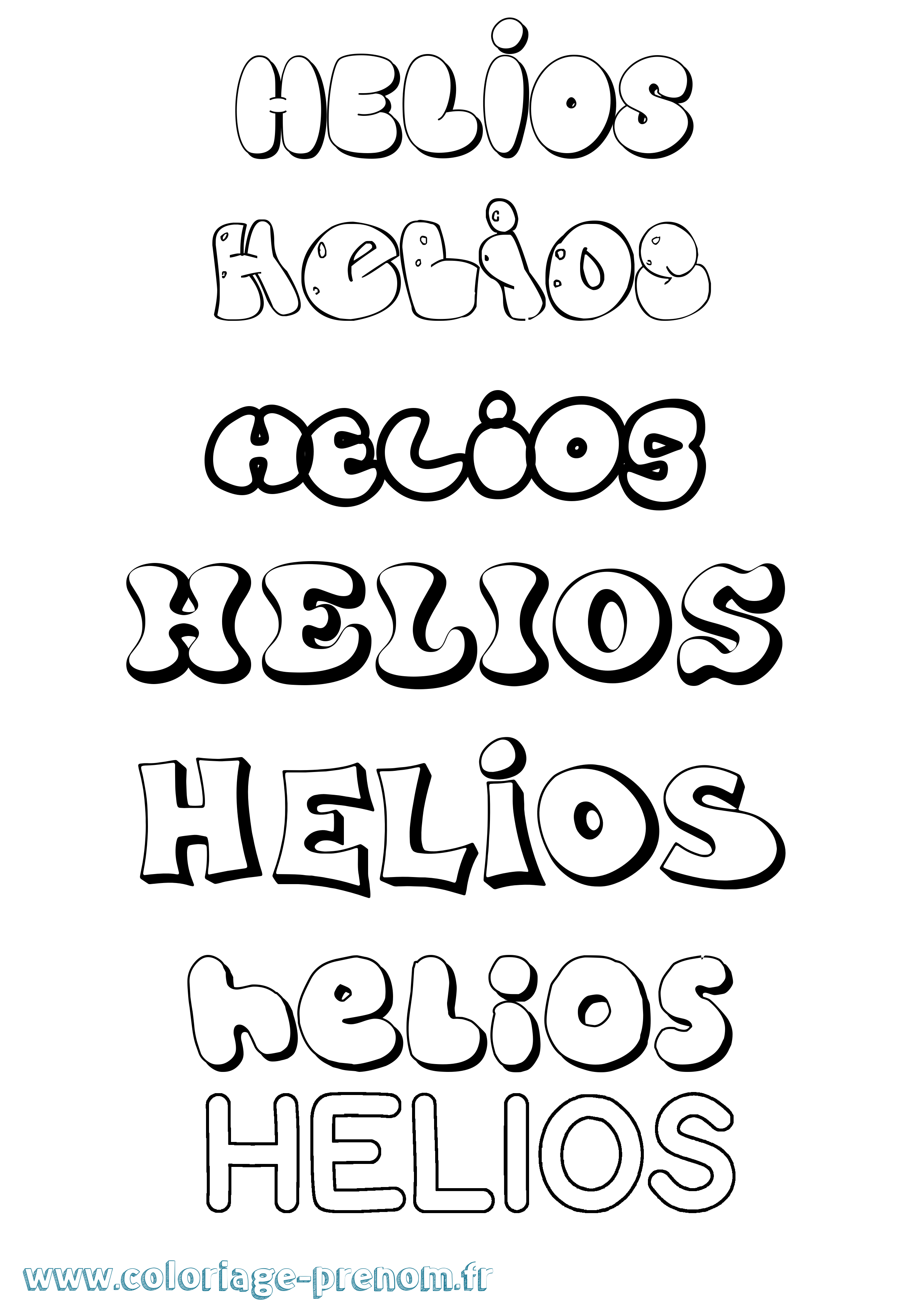 Coloriage Helios Bubble Coloriage prénom Helios Bubble