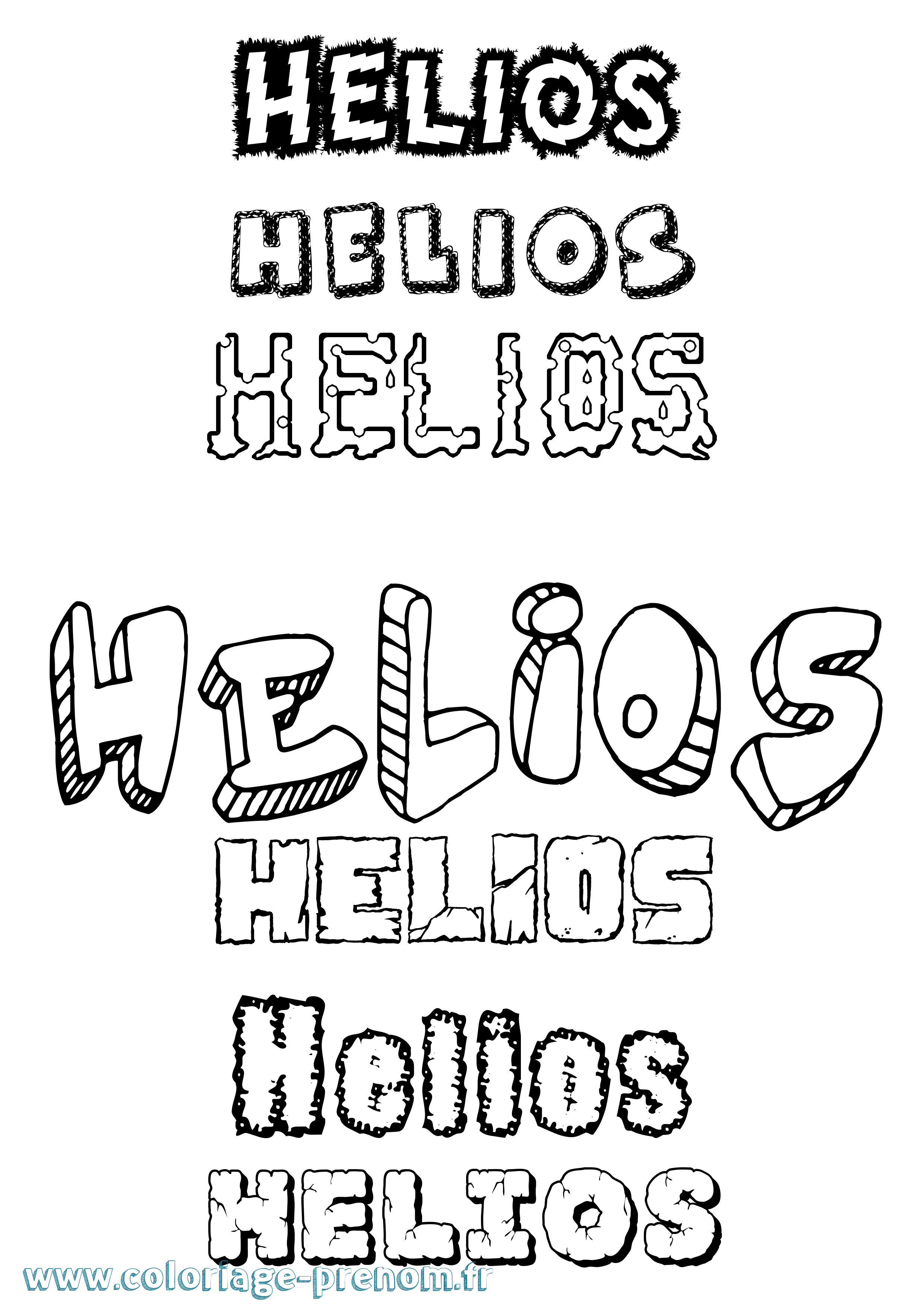 Coloriage prénom Helios Destructuré
