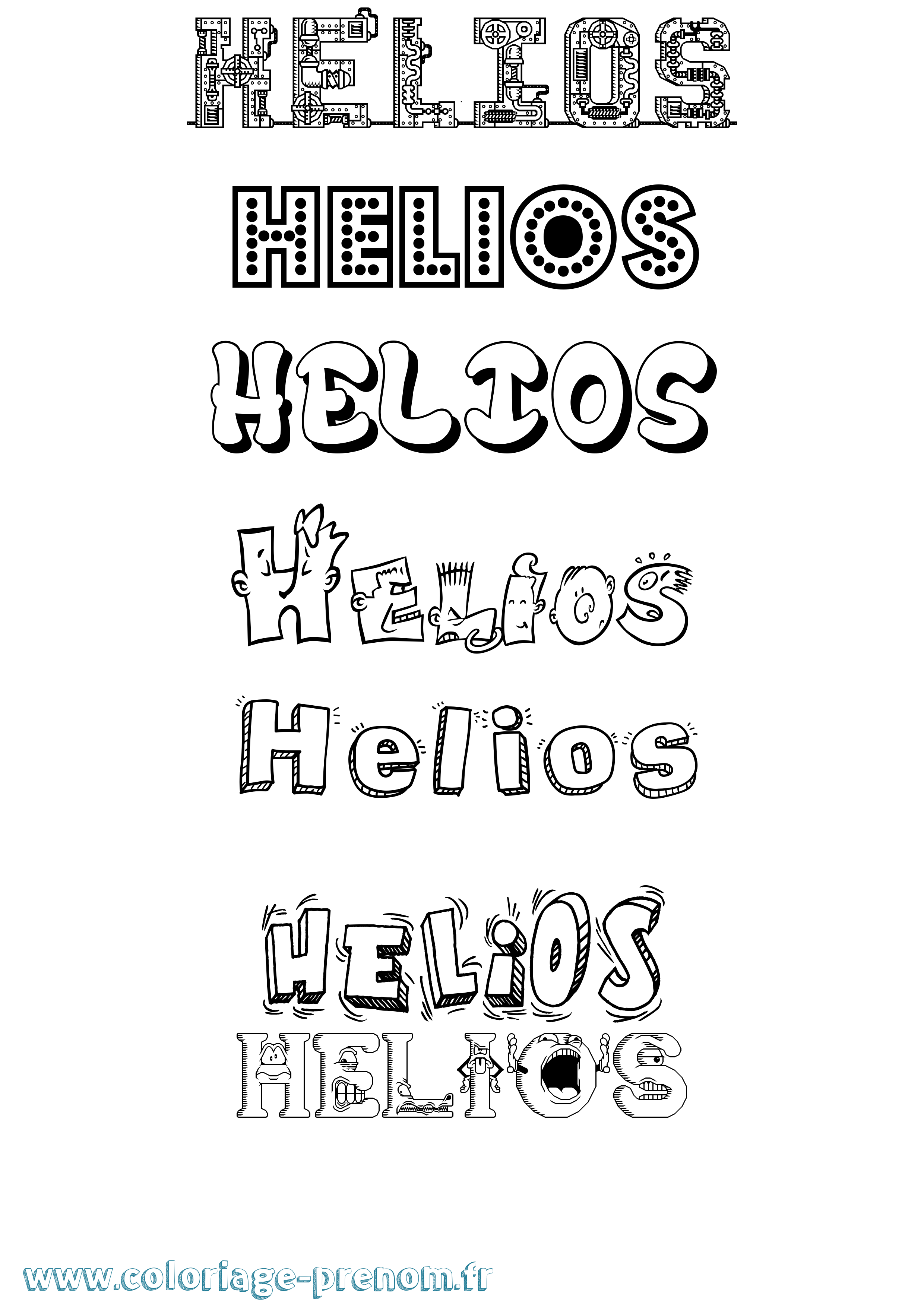 Coloriage prénom Helios Fun