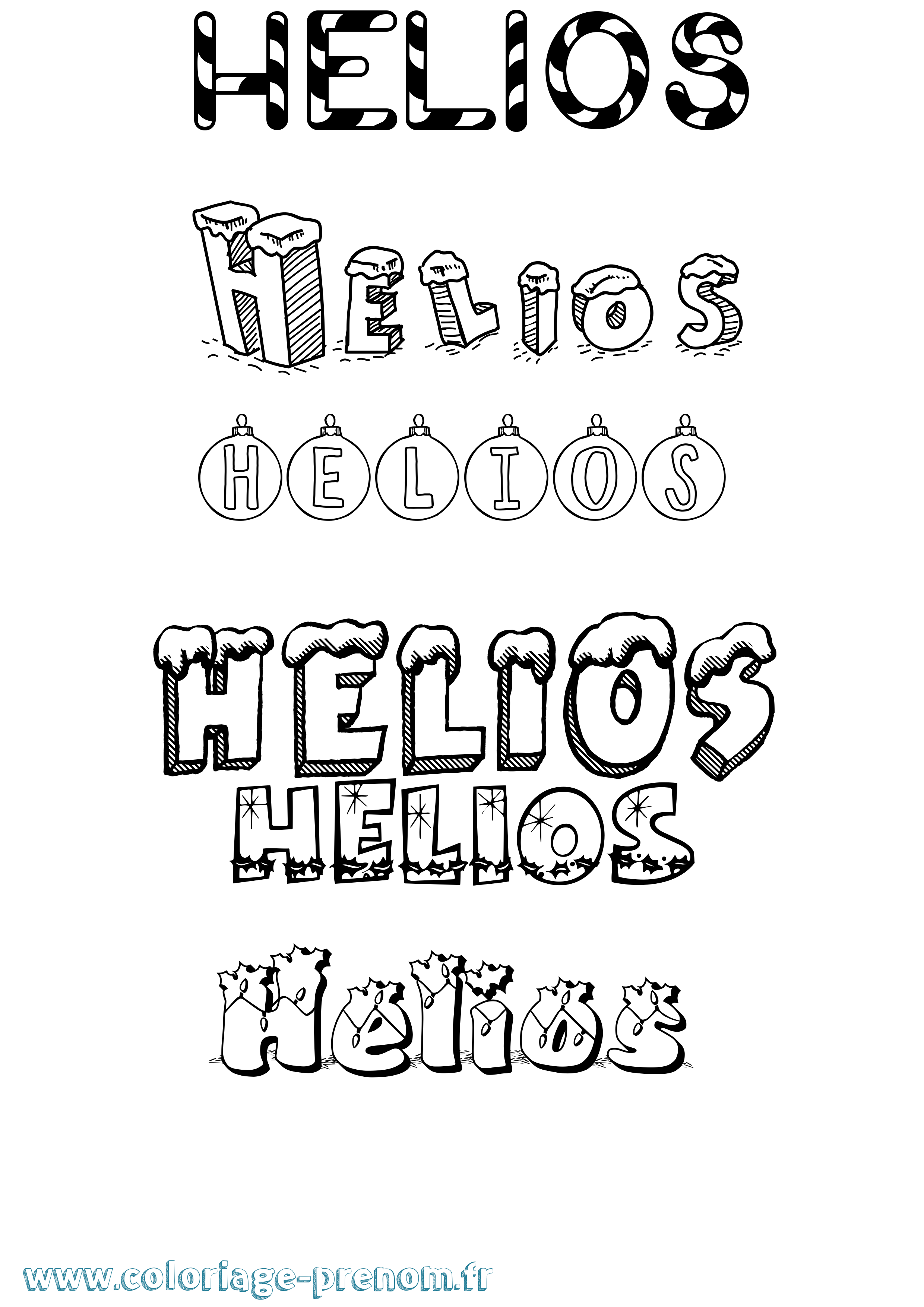 Coloriage prénom Helios Noël