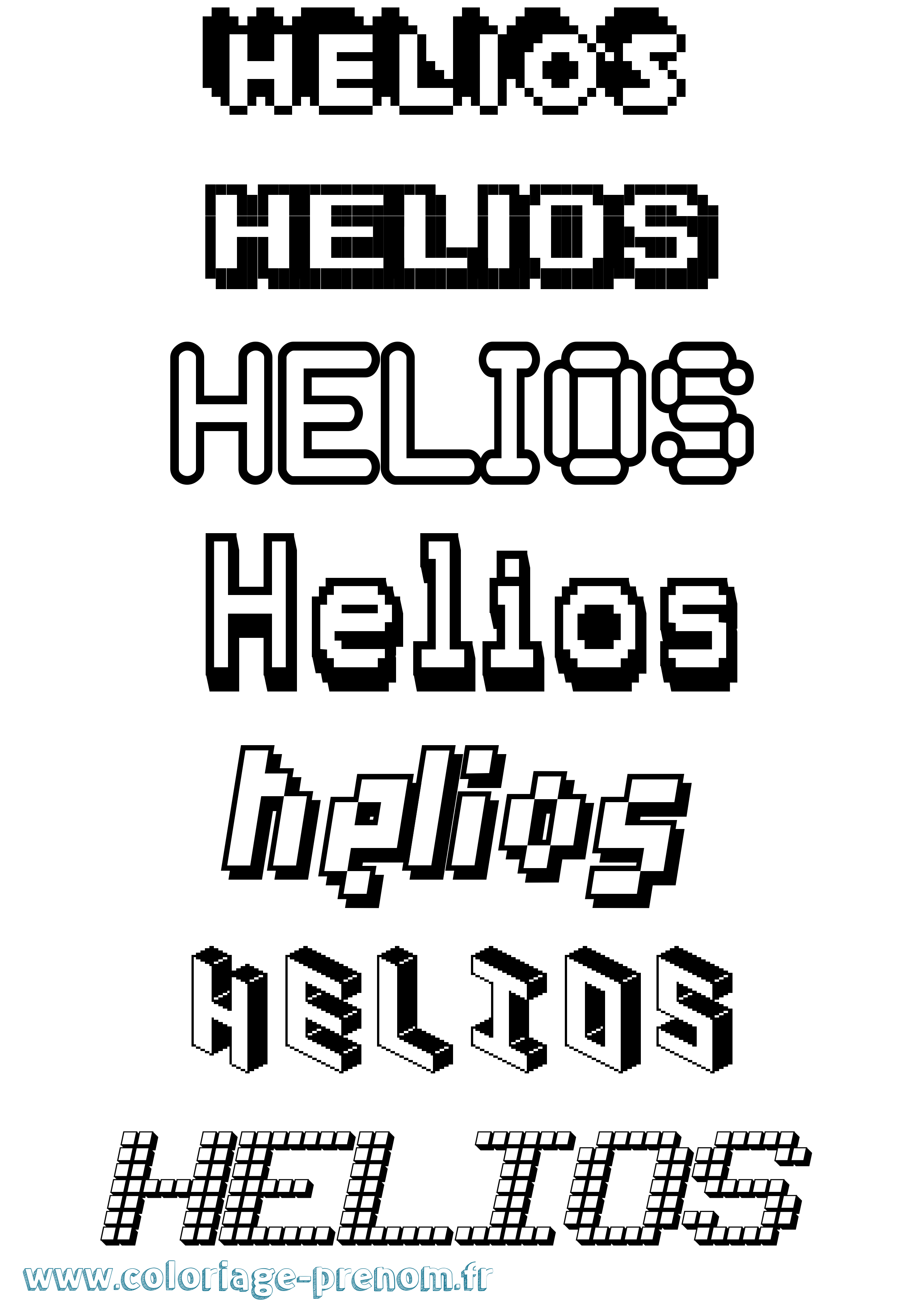 Coloriage prénom Helios Pixel