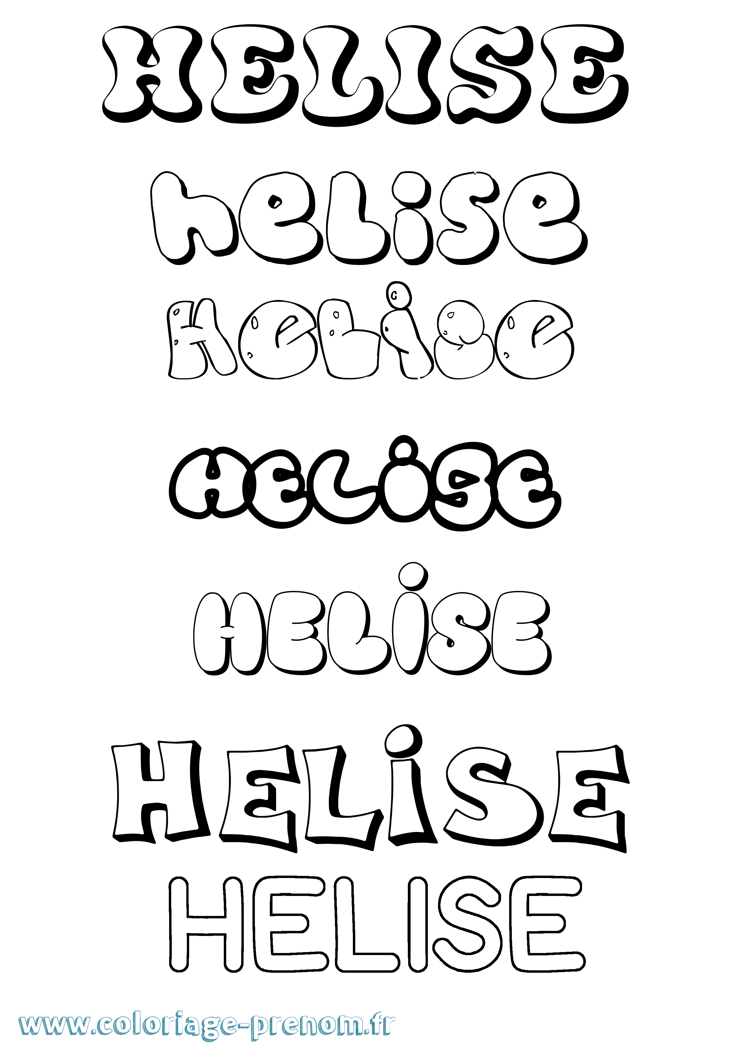 Coloriage Helise Bubble Coloriage prénom Helise Bubble