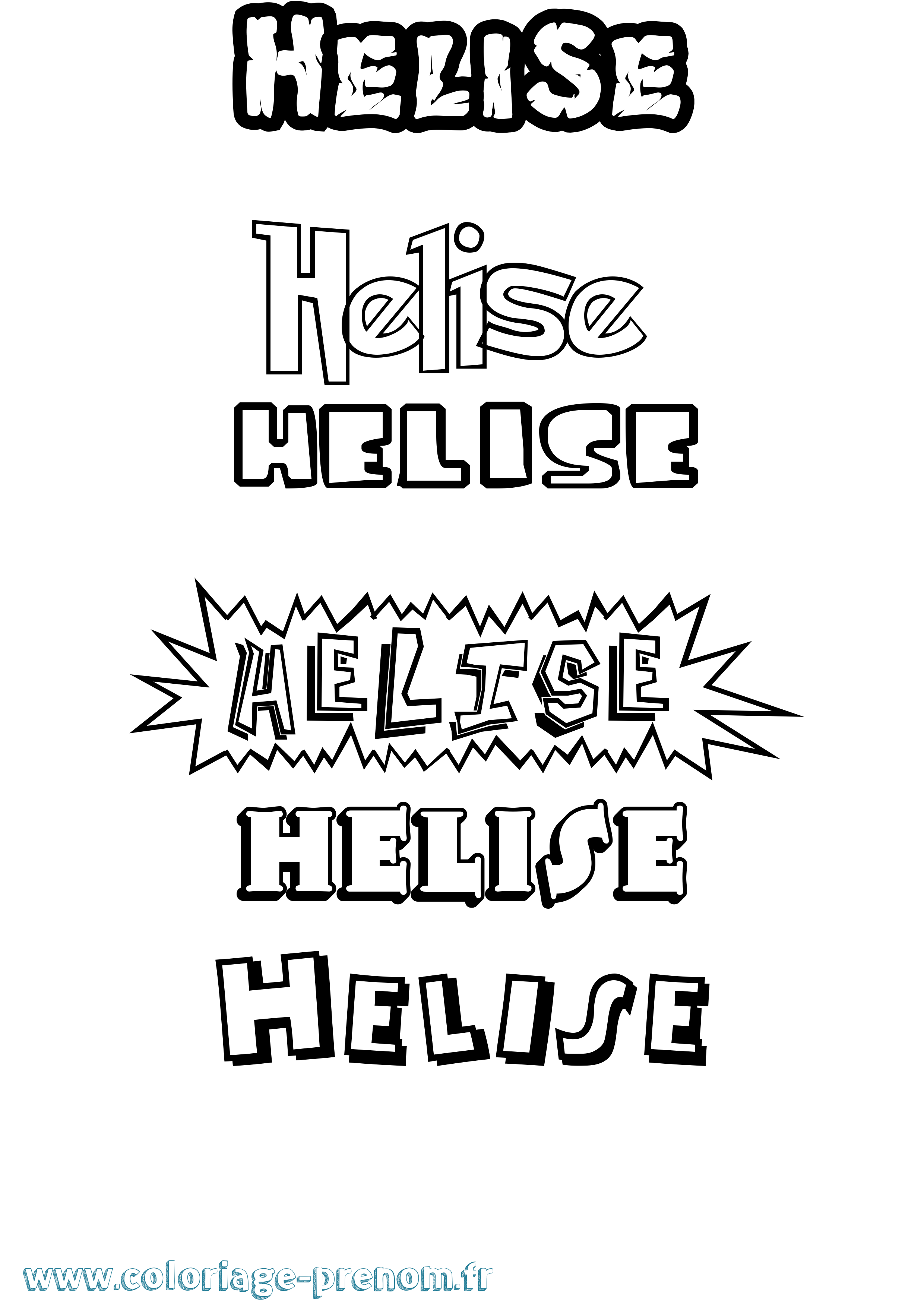 Coloriage Helise Dessin Animé Coloriage prénom Helise Dessin Animé