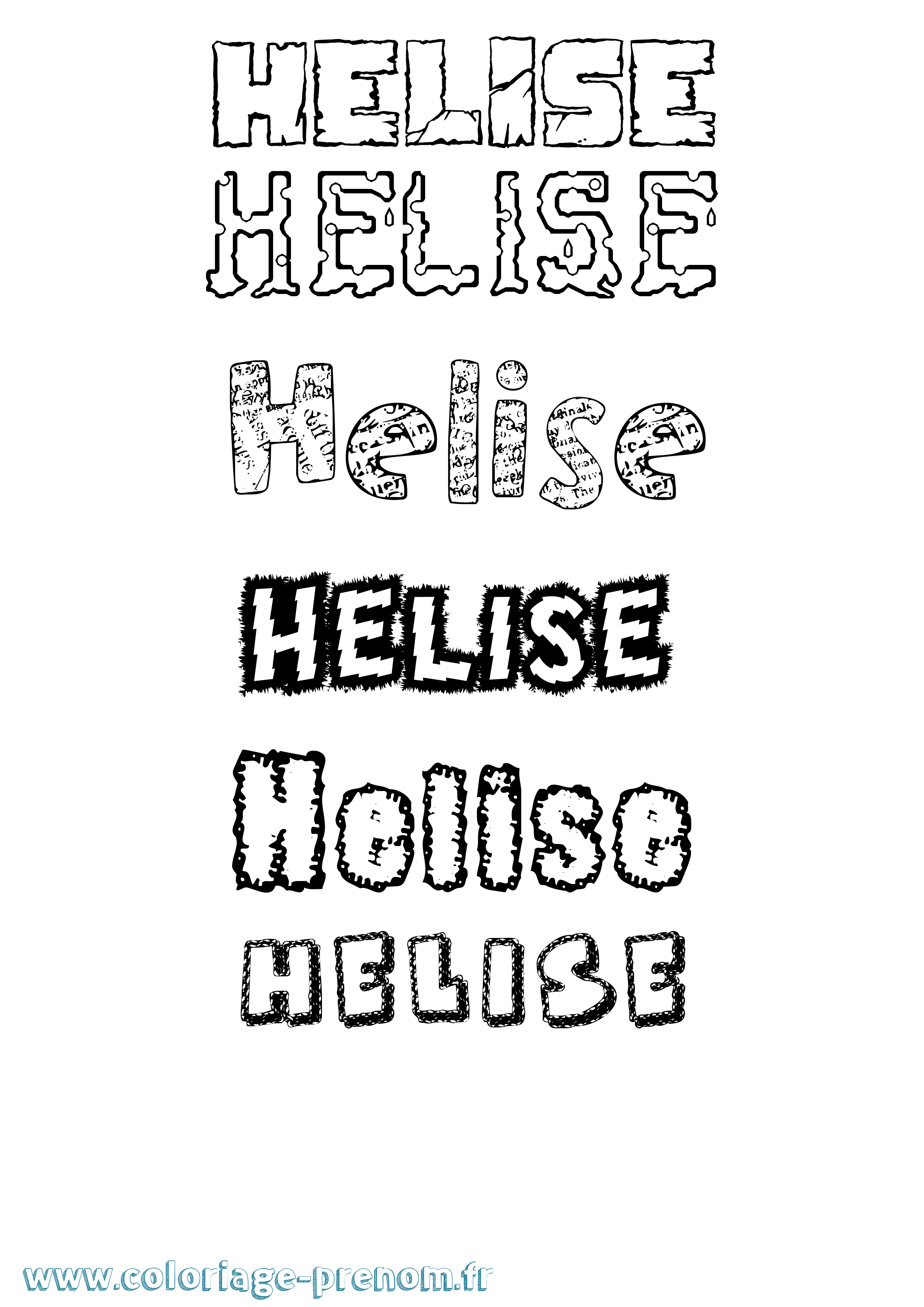 Coloriage prénom Helise Destructuré