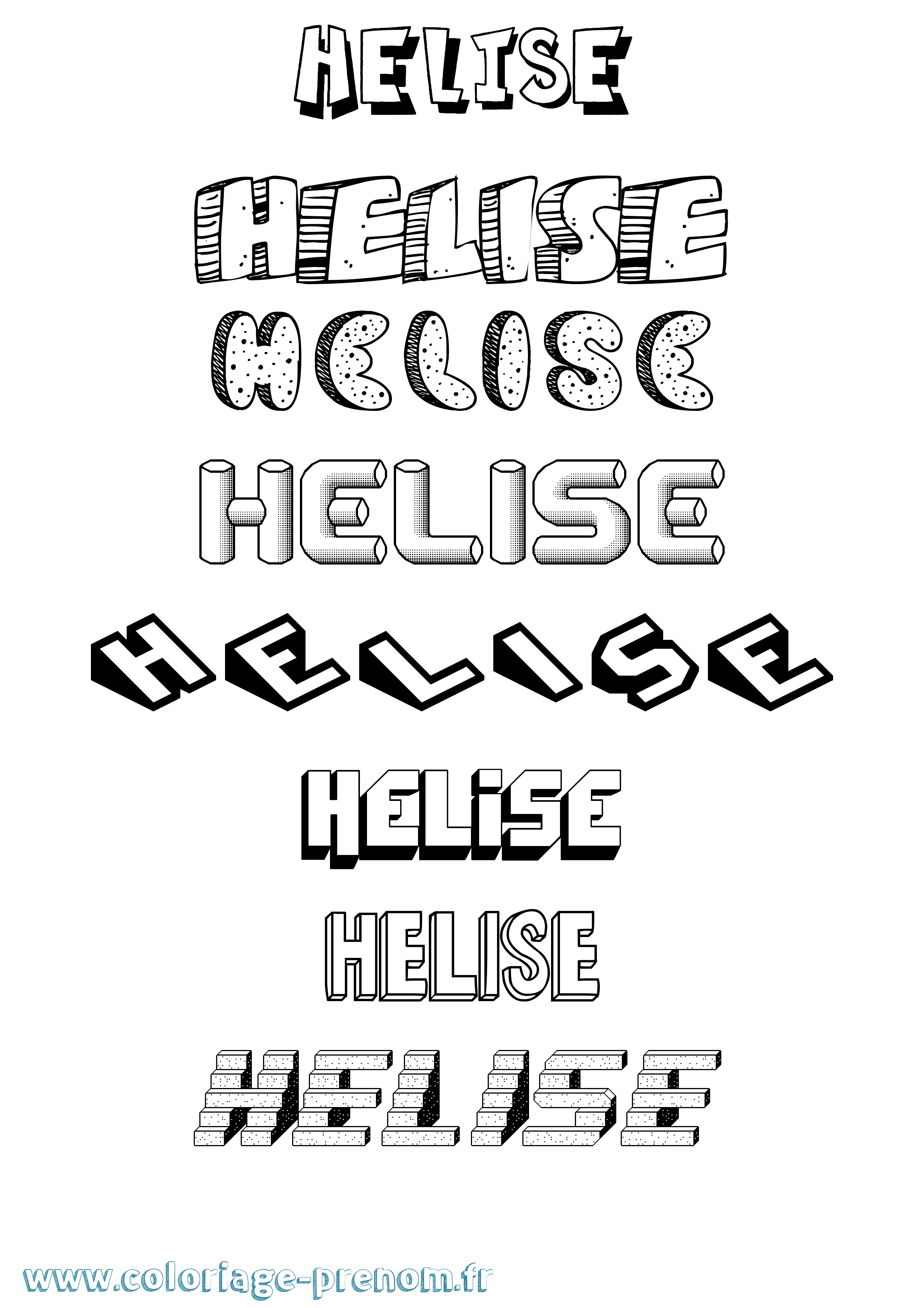 Coloriage Helise Effet 3D Coloriage prénom Helise Effet 3D
