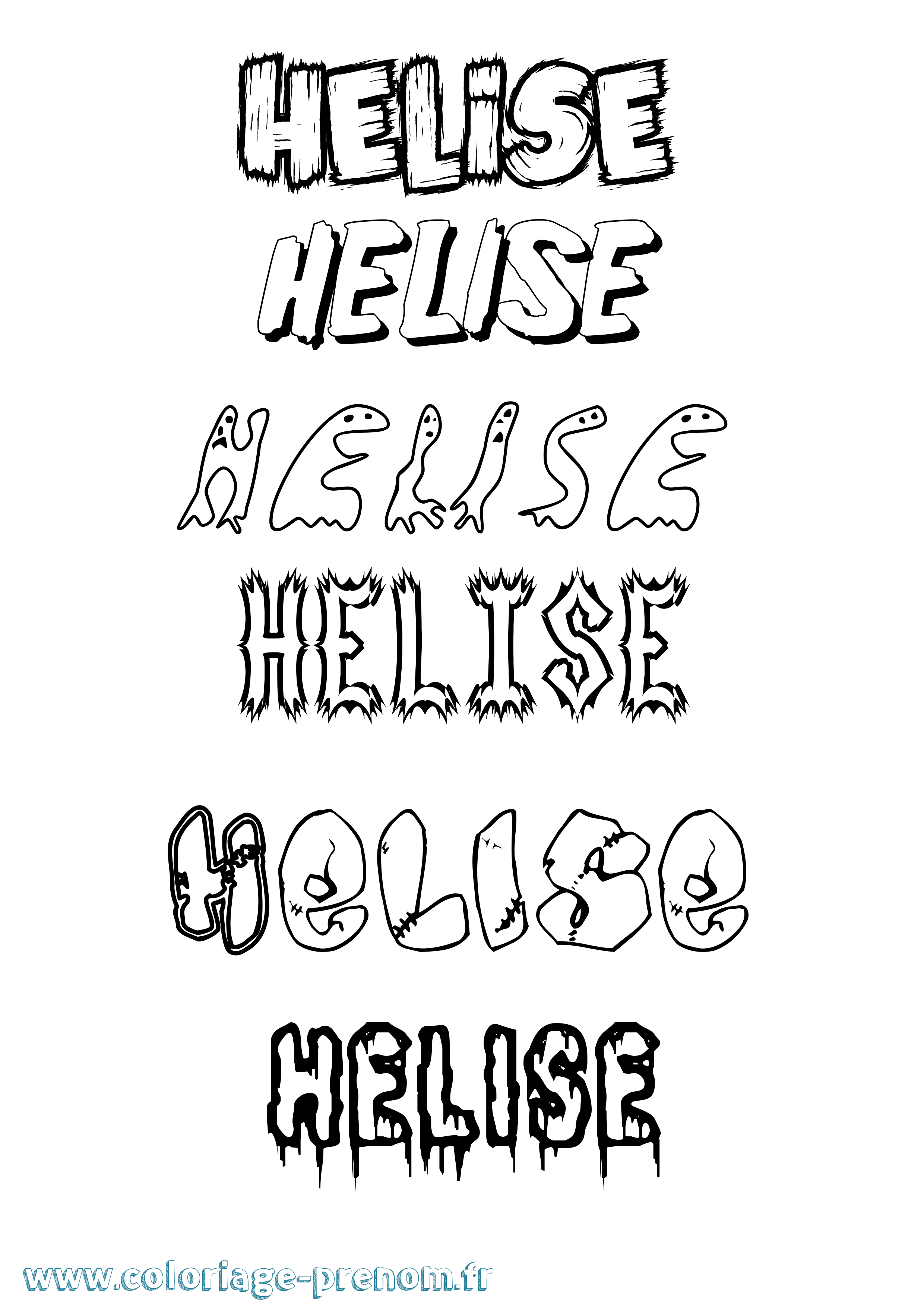 Coloriage Helise Frisson Coloriage prénom Helise Frisson