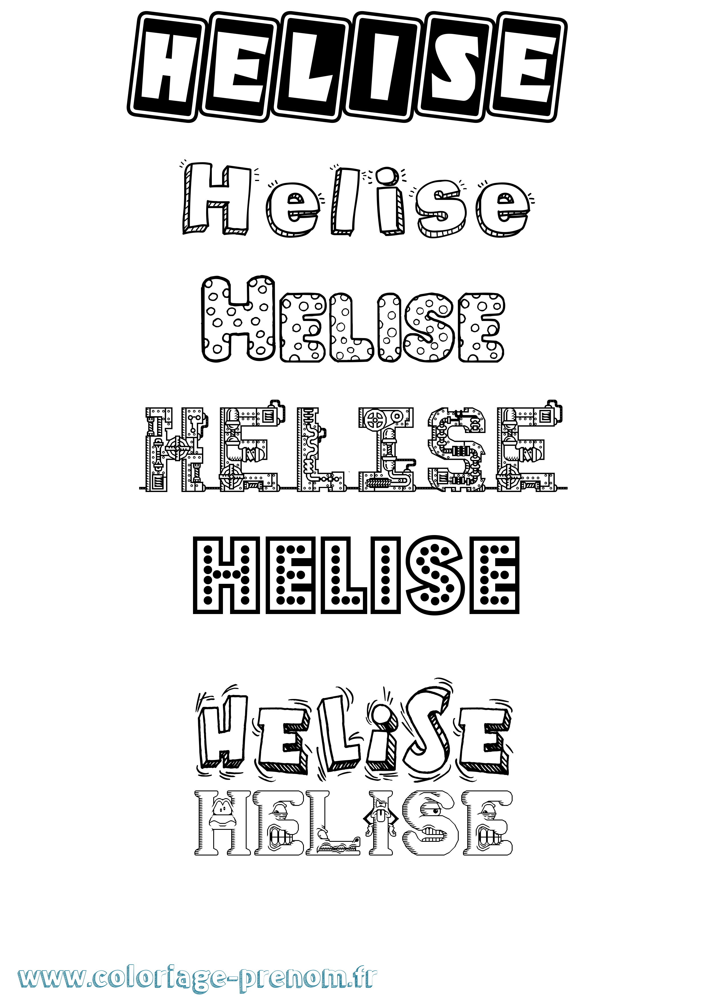 Coloriage prénom Helise Fun