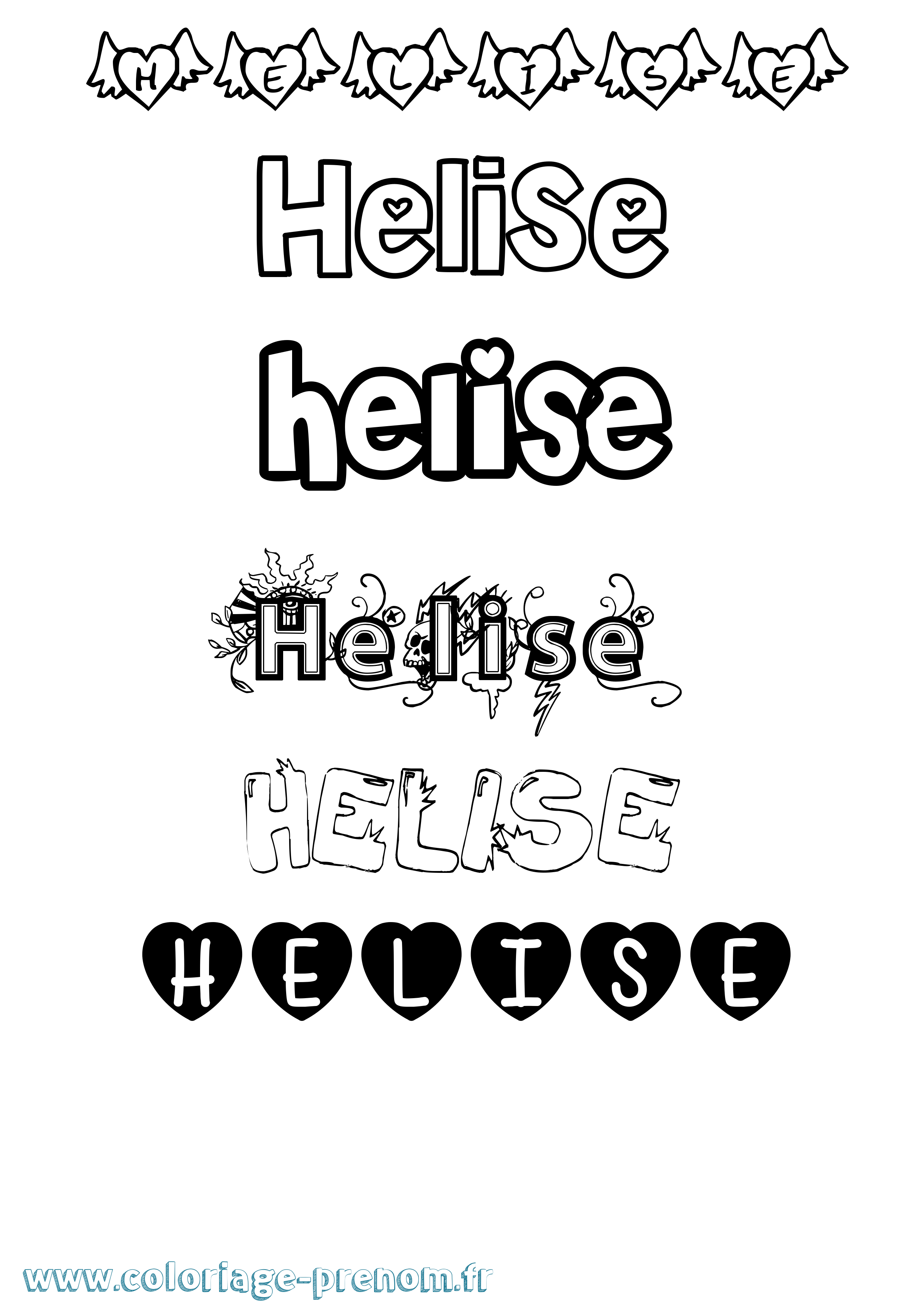 Coloriage Helise Girly Coloriage prénom Helise Girly