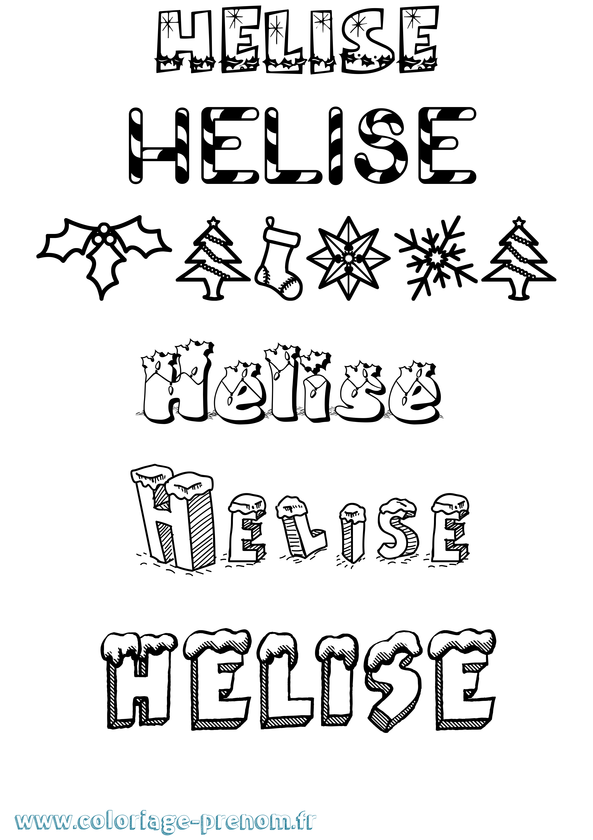 Coloriage Helise Noël Coloriage prénom Helise Noël