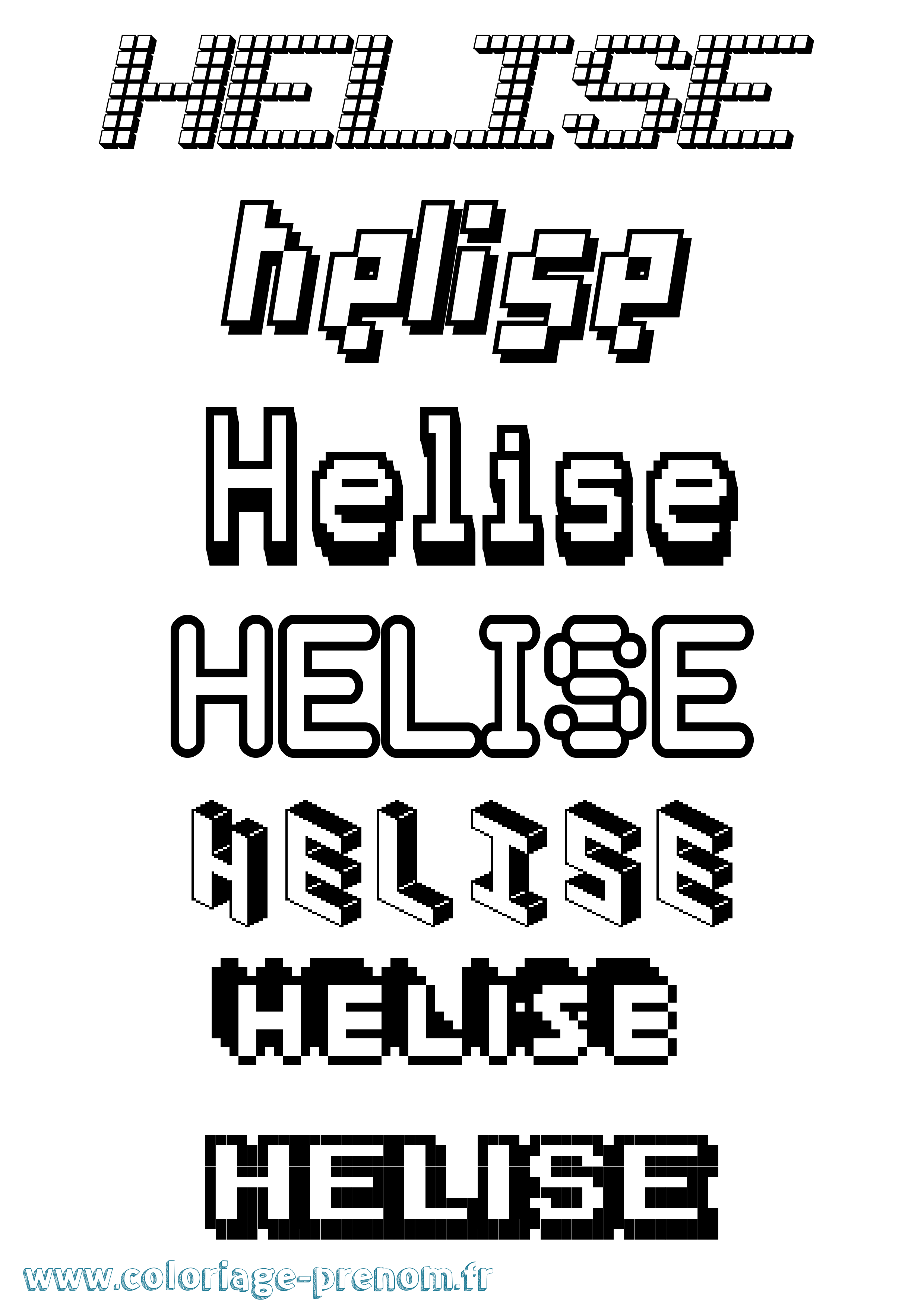 Coloriage Helise Pixel Coloriage prénom Helise Pixel