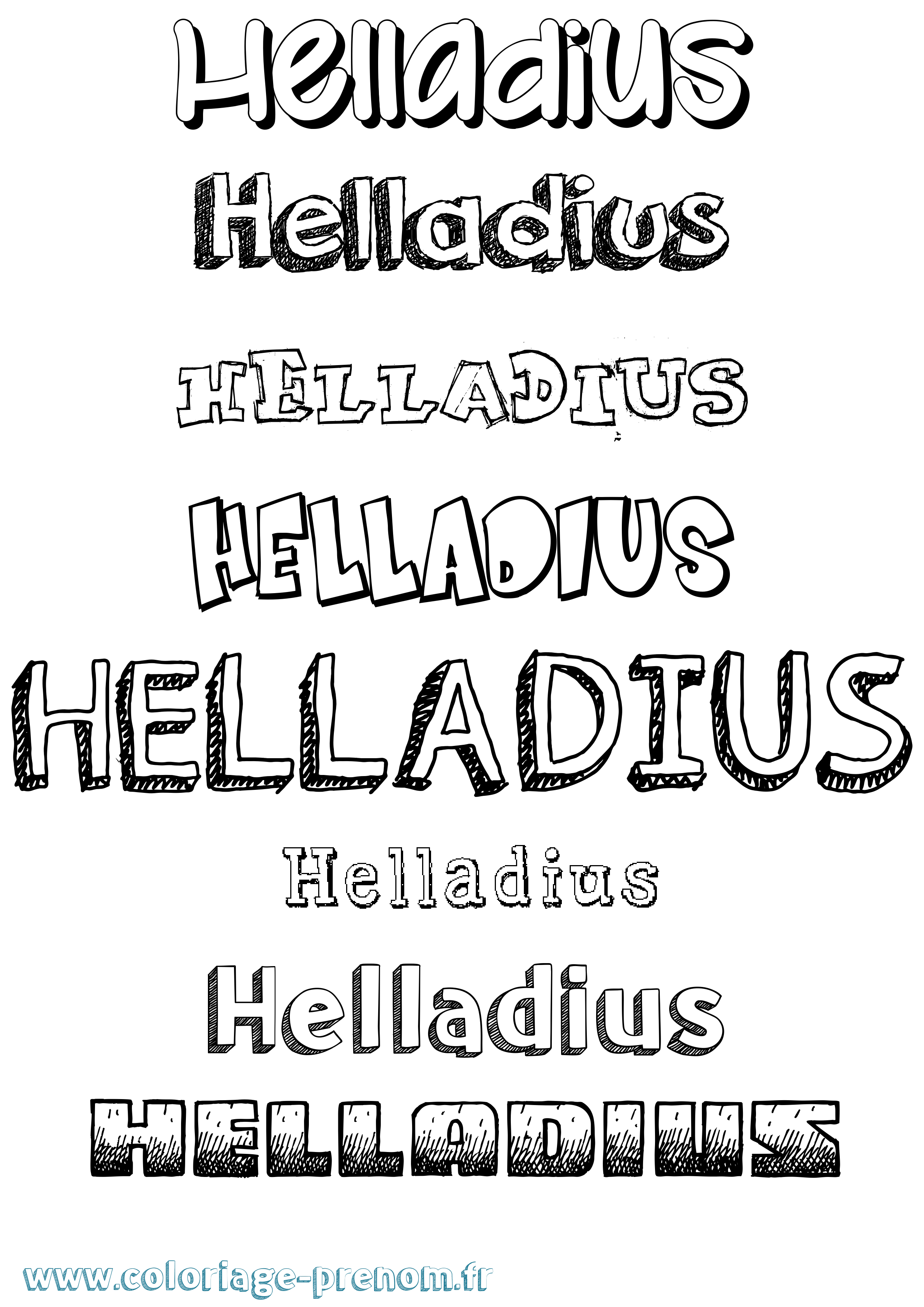 Coloriage prénom Helladius Dessiné