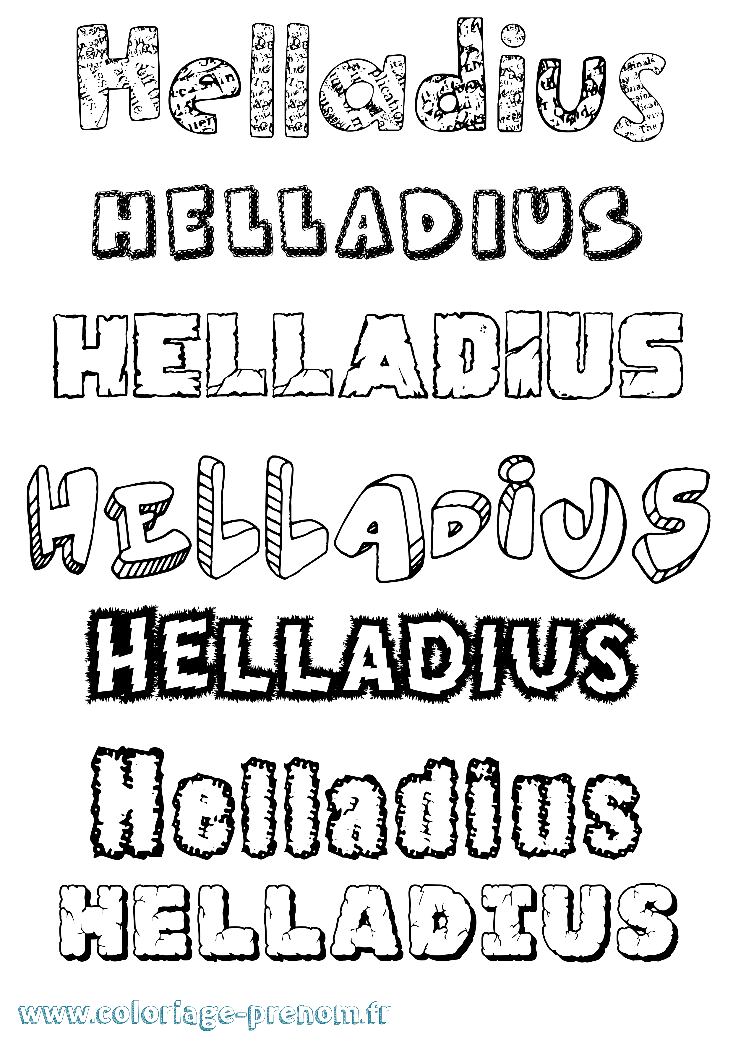 Coloriage Helladius Destructuré Coloriage prénom Helladius Destructuré