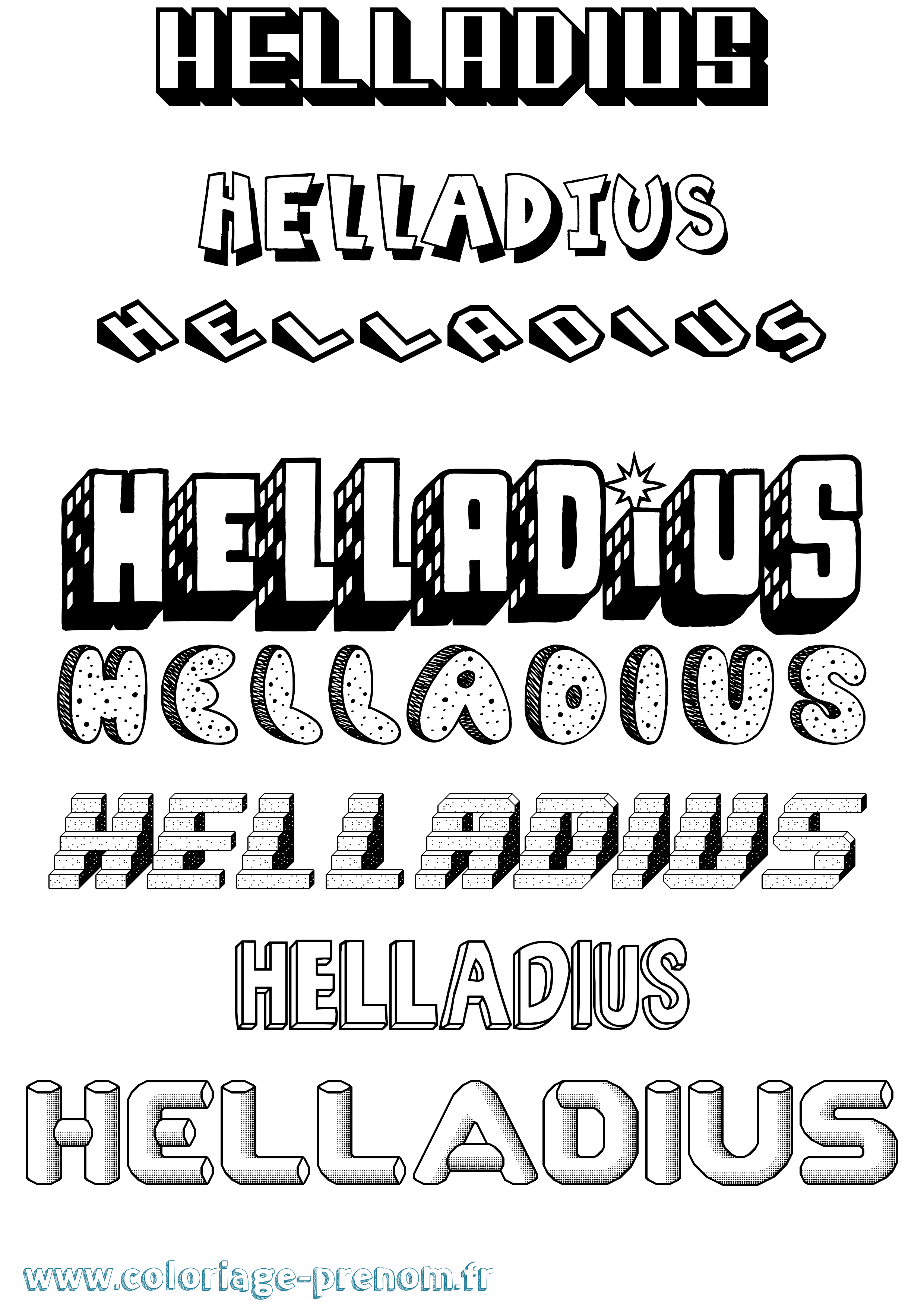 Coloriage Helladius Effet 3D Coloriage prénom Helladius Effet 3D