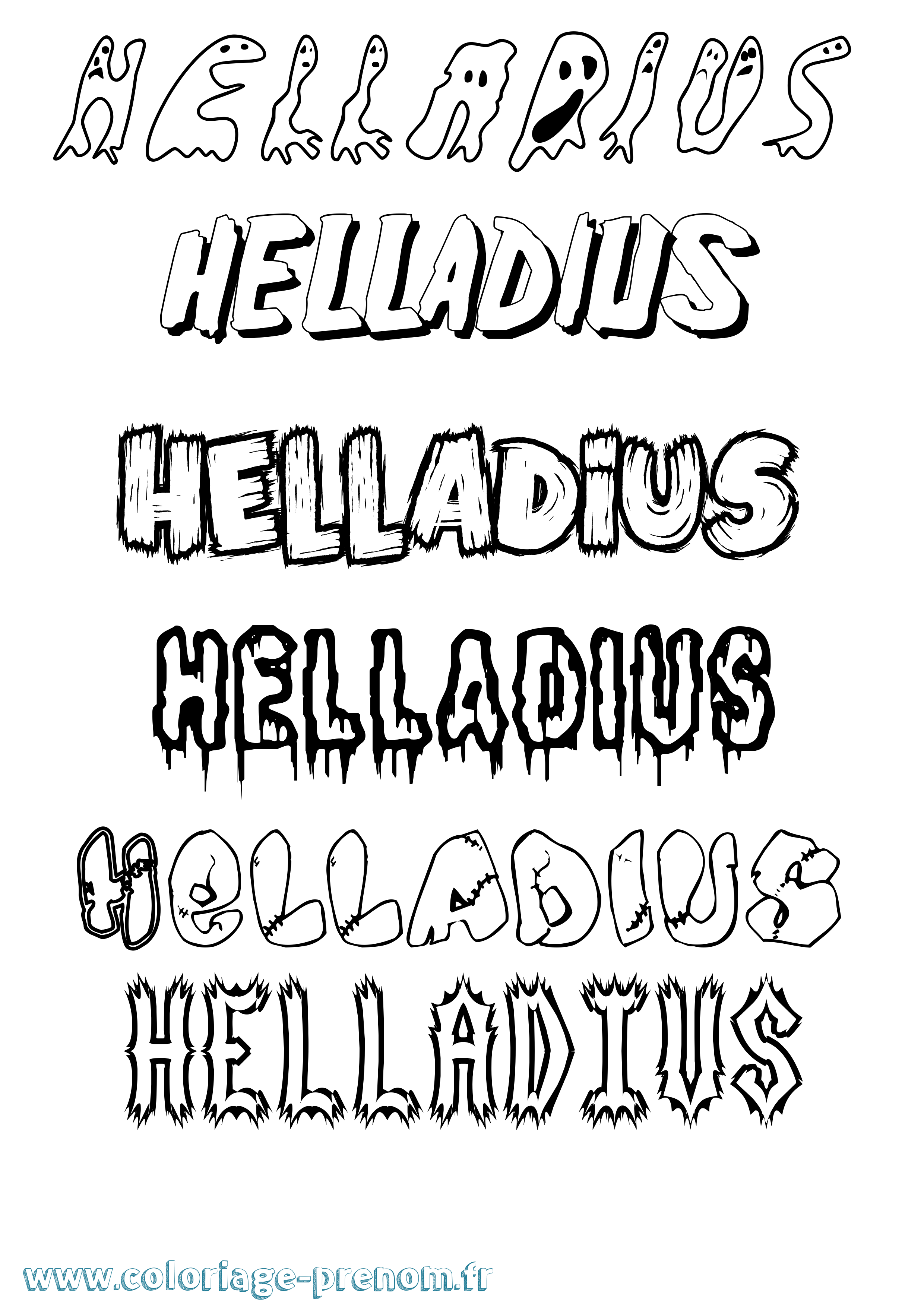 Coloriage prénom Helladius Frisson