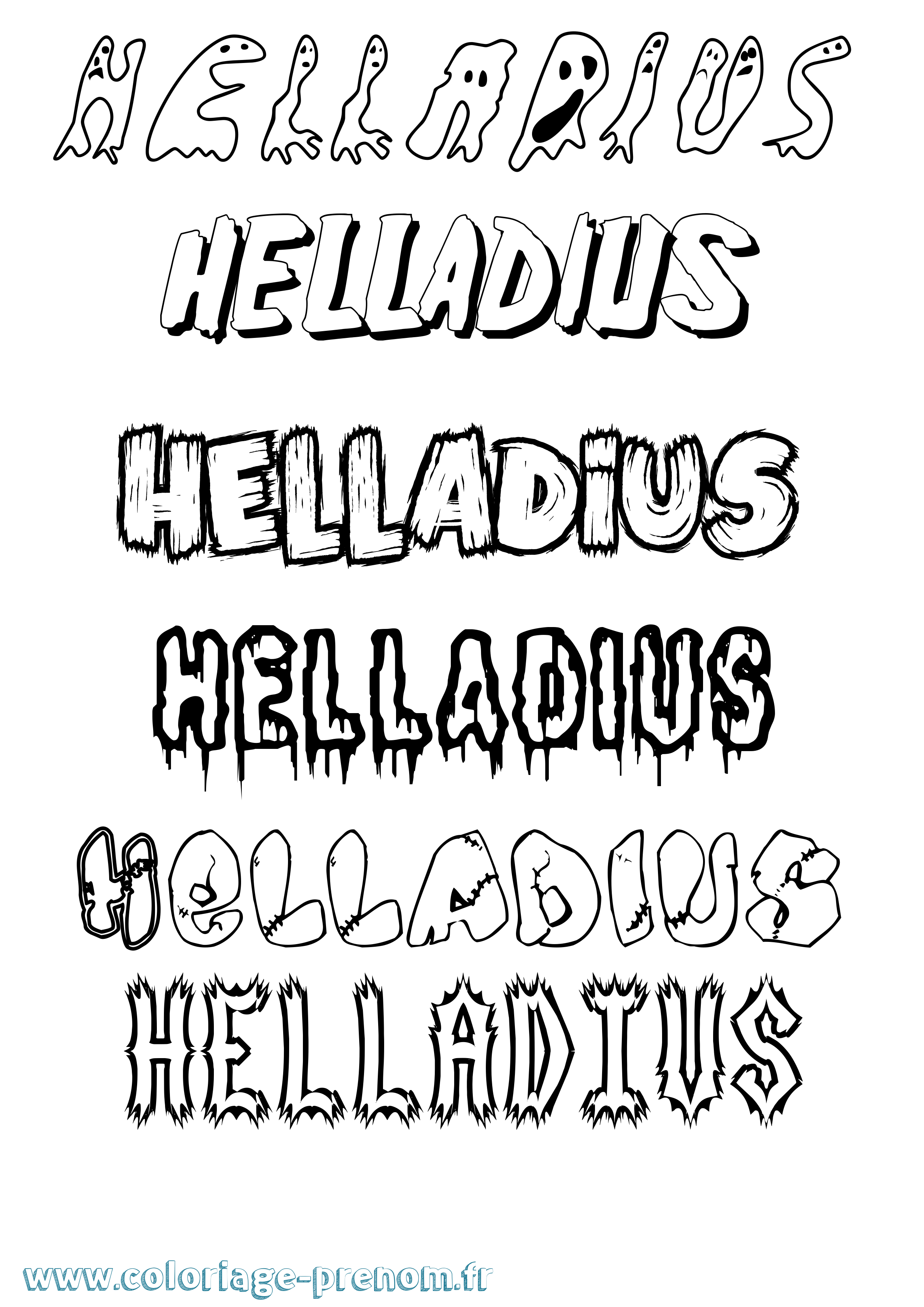 Coloriage Helladius Frisson Coloriage prénom Helladius Frisson