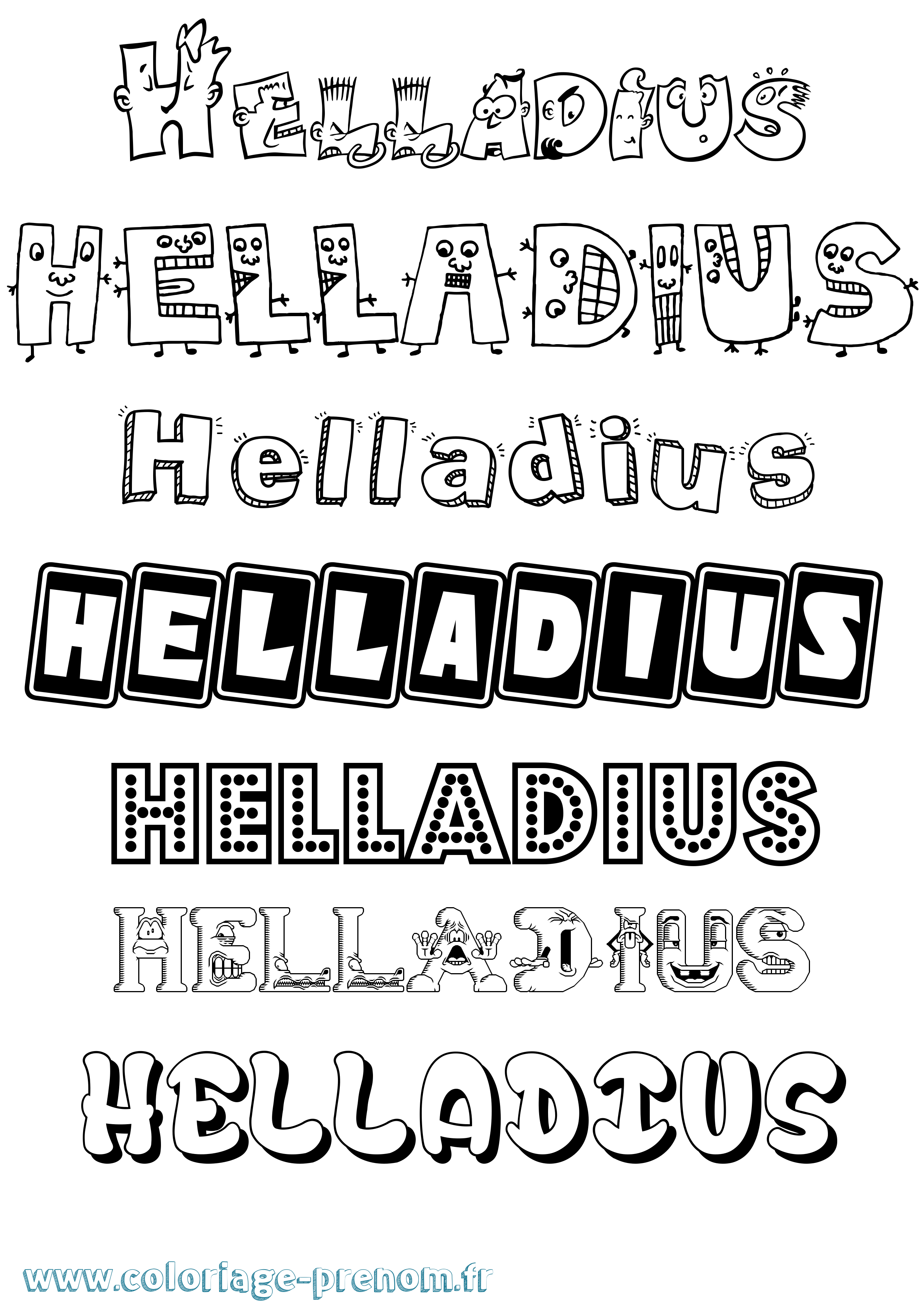 Coloriage prénom Helladius Fun