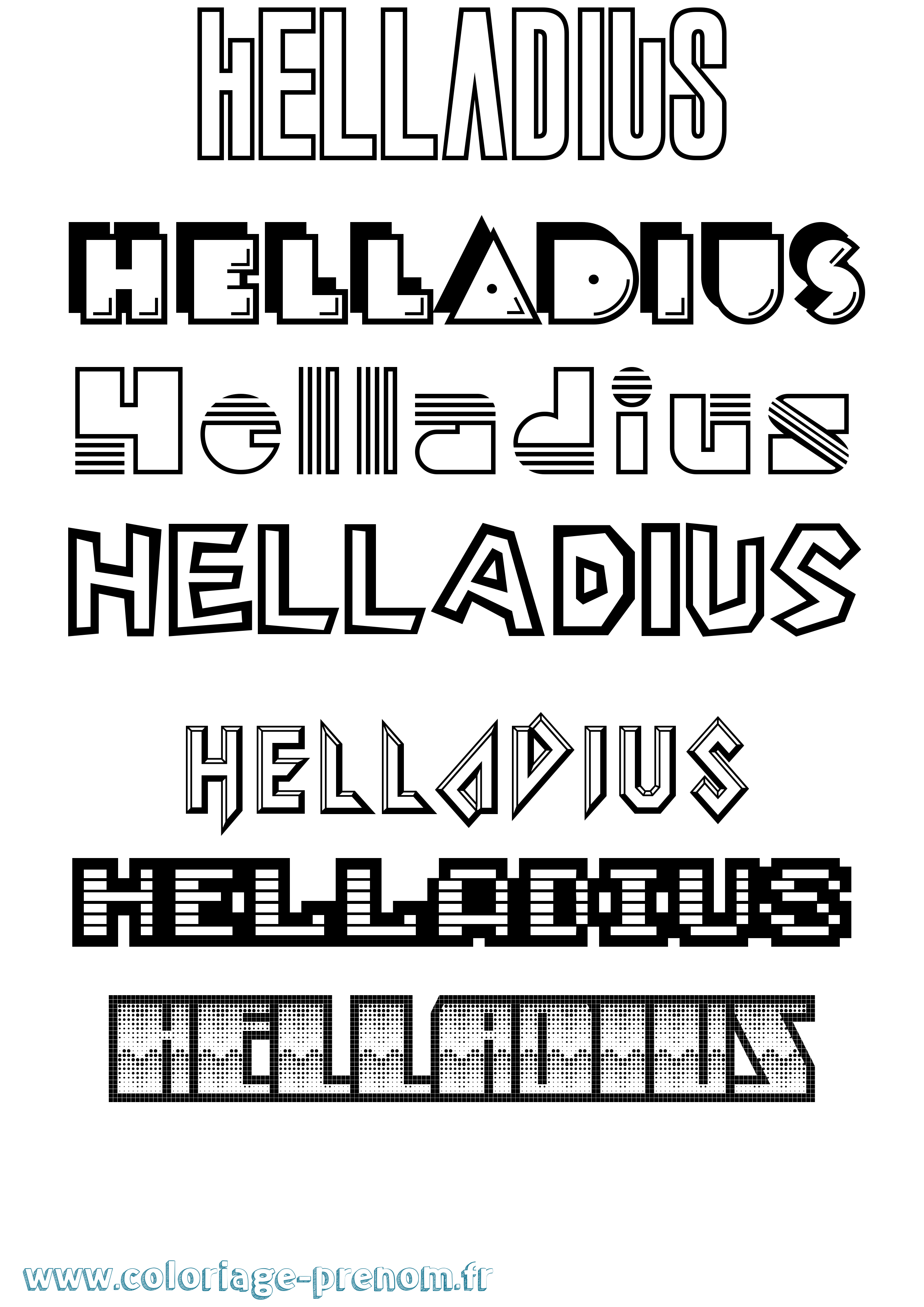 Coloriage prénom Helladius Jeux Vidéos