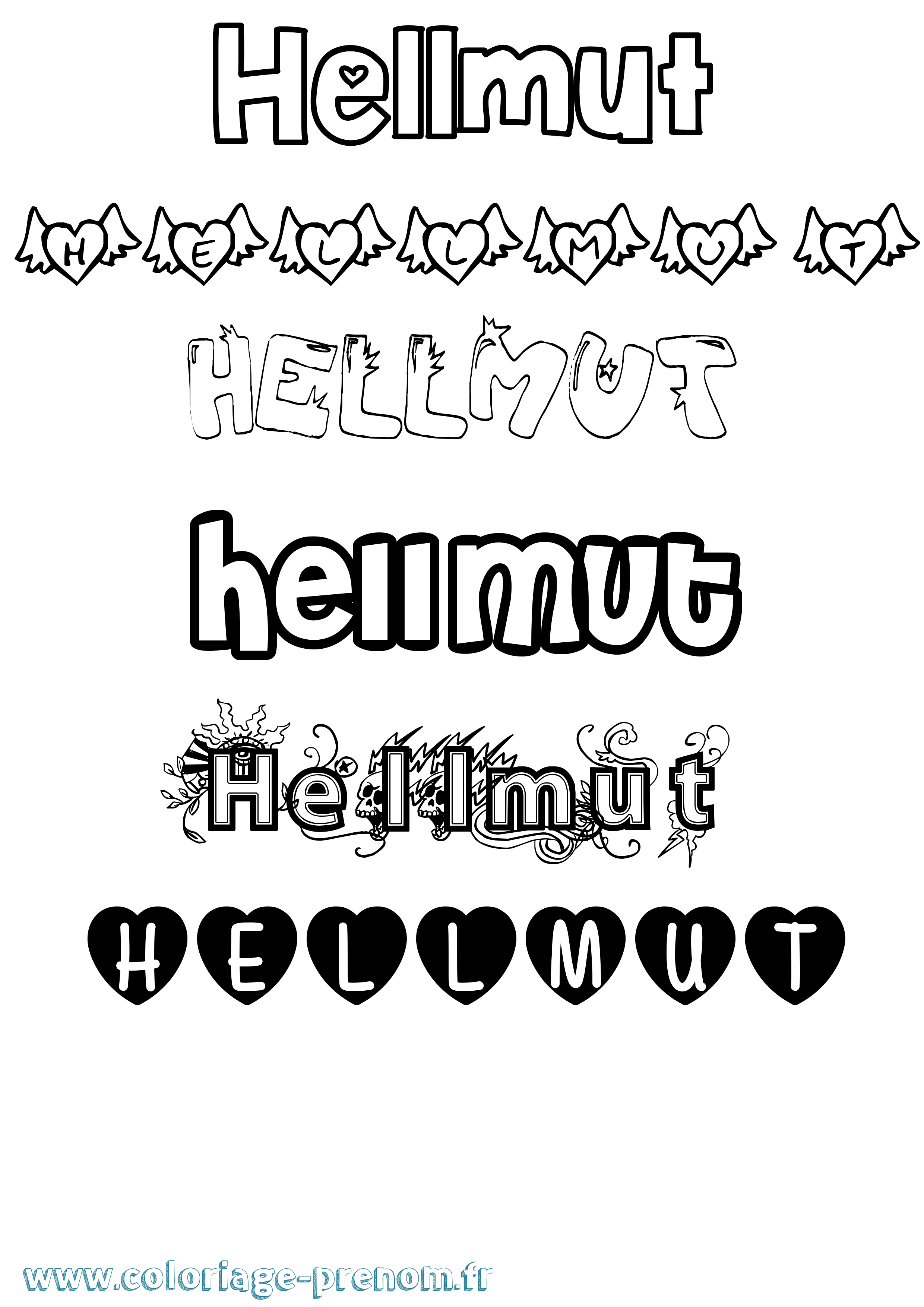 Coloriage prénom Hellmut Girly