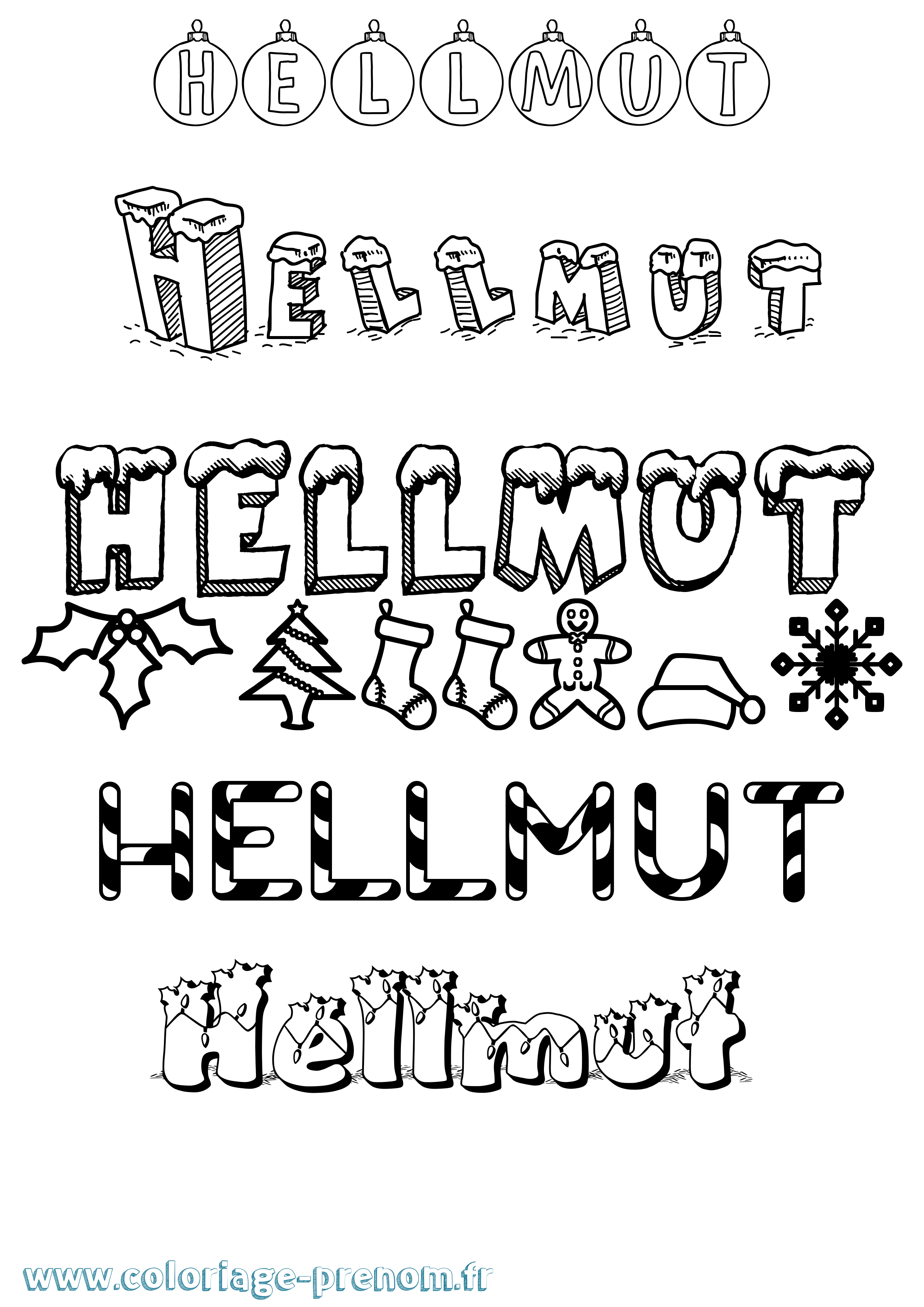 Coloriage prénom Hellmut Noël