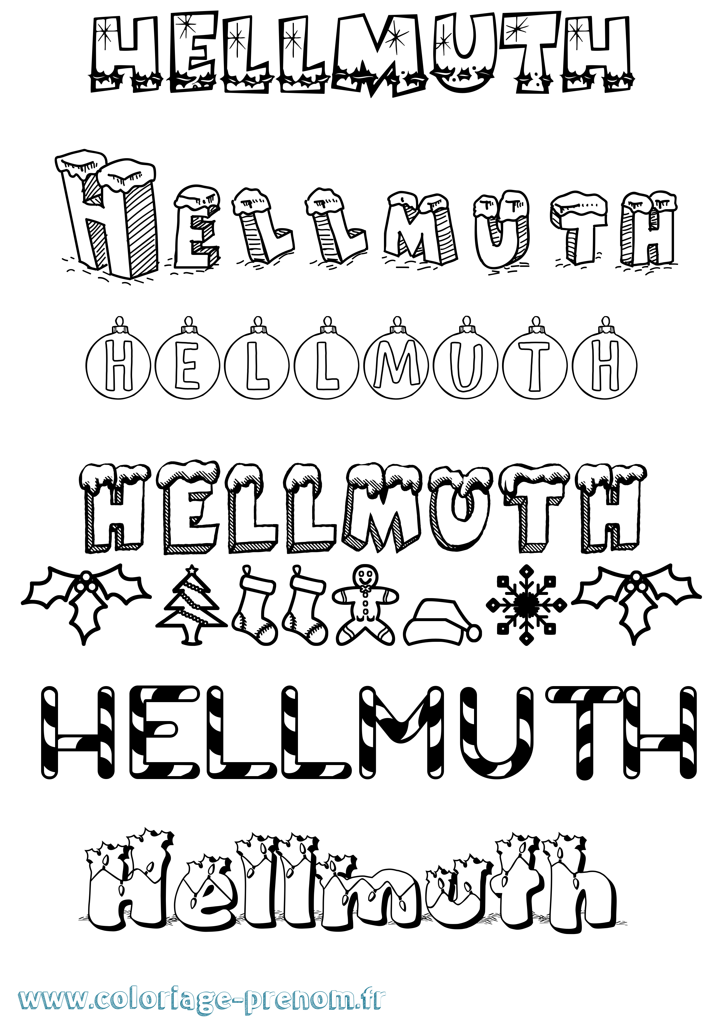 Coloriage prénom Hellmuth Noël