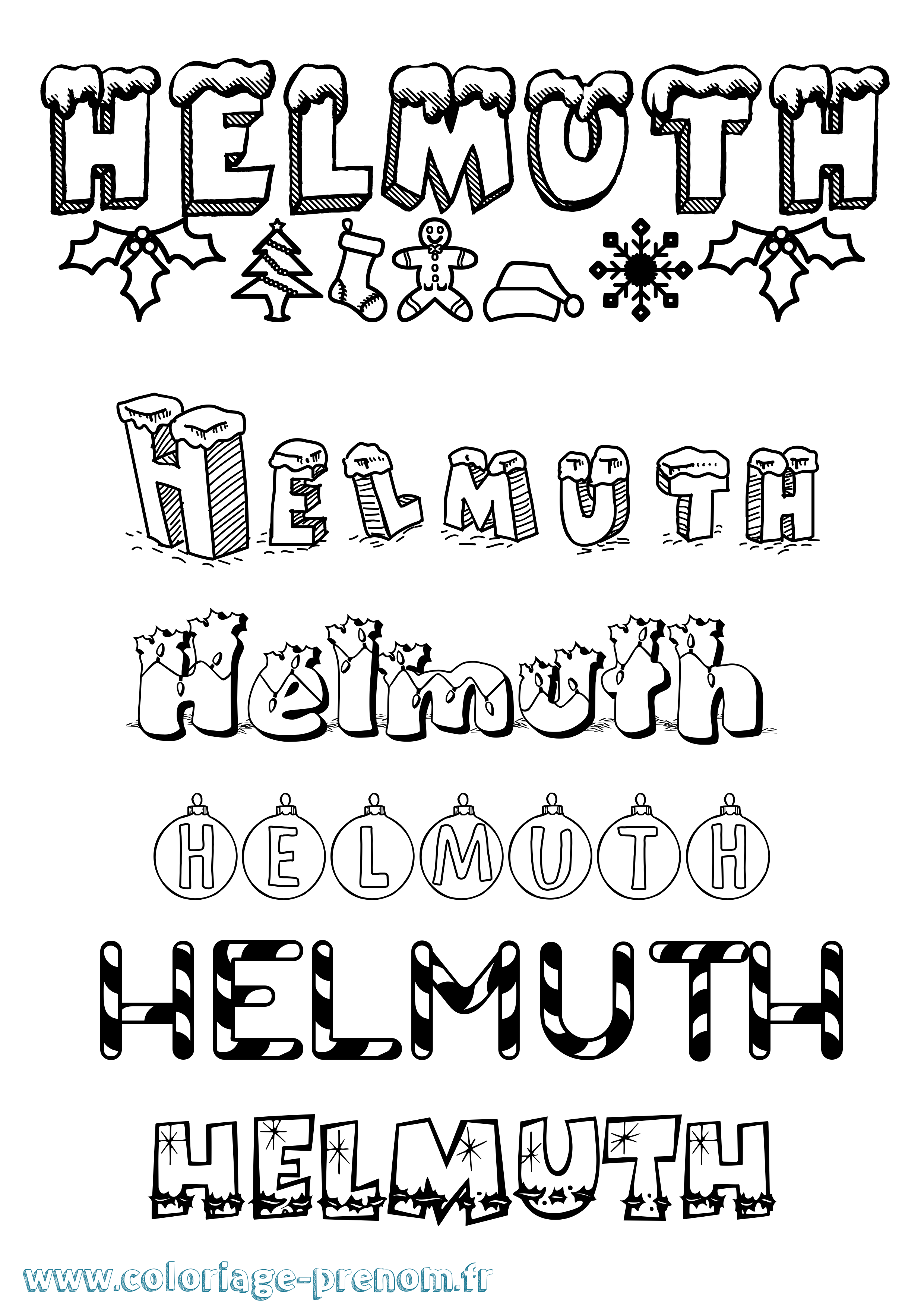 Coloriage prénom Helmuth Noël
