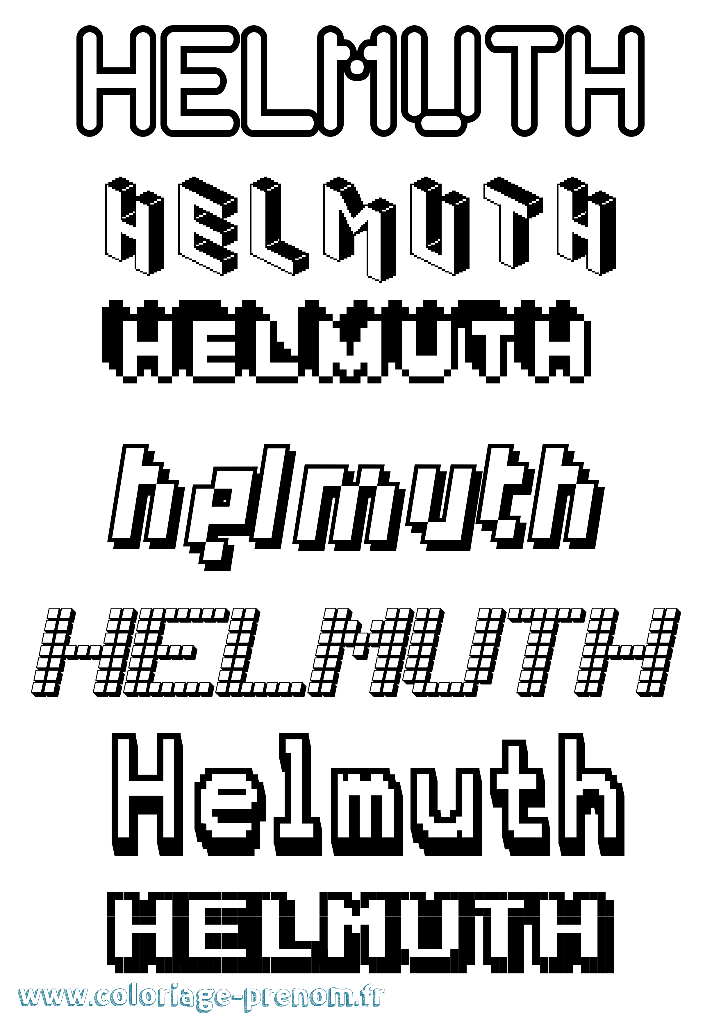 Coloriage prénom Helmuth Pixel