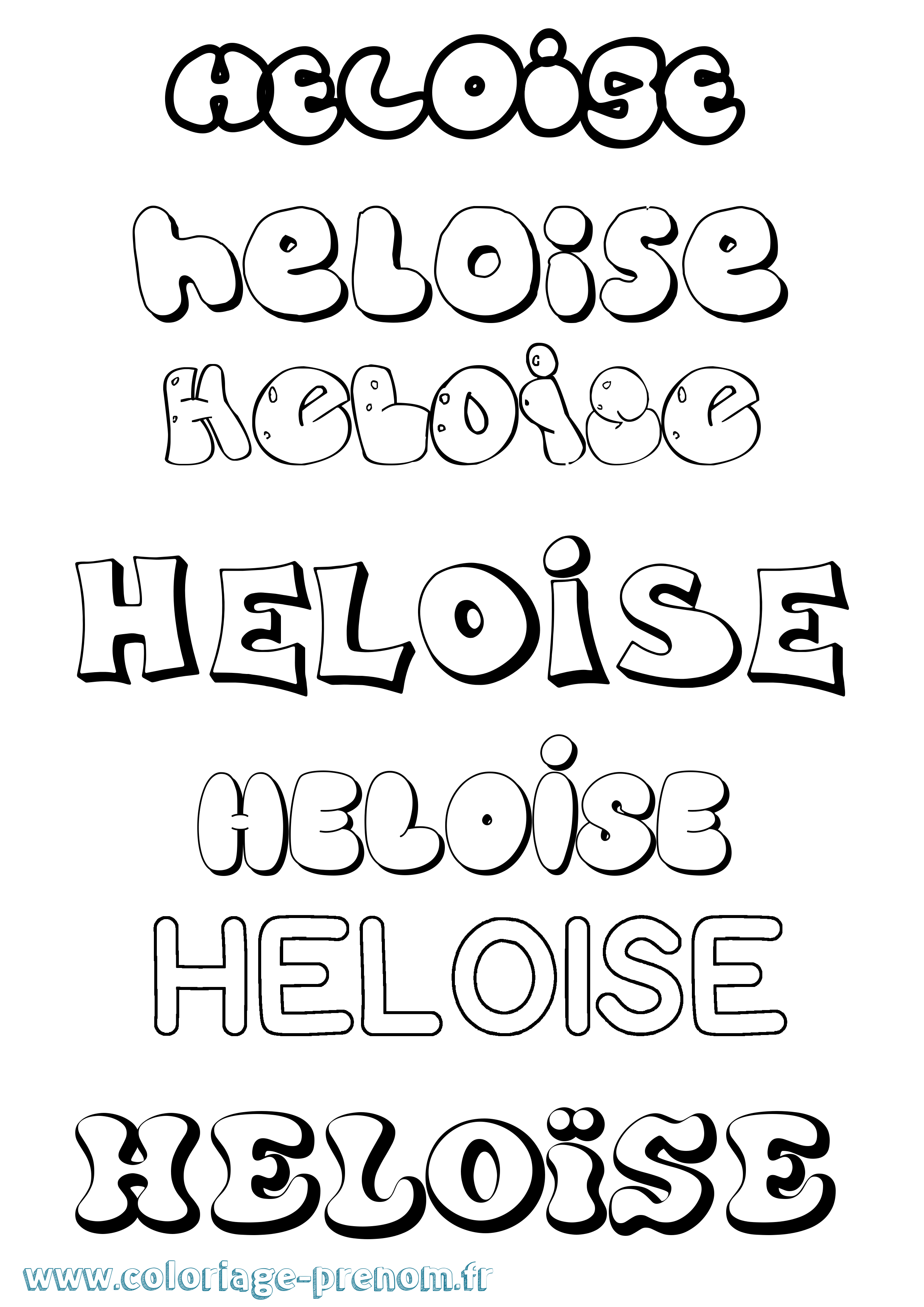 Coloriage prénom Heloïse Bubble