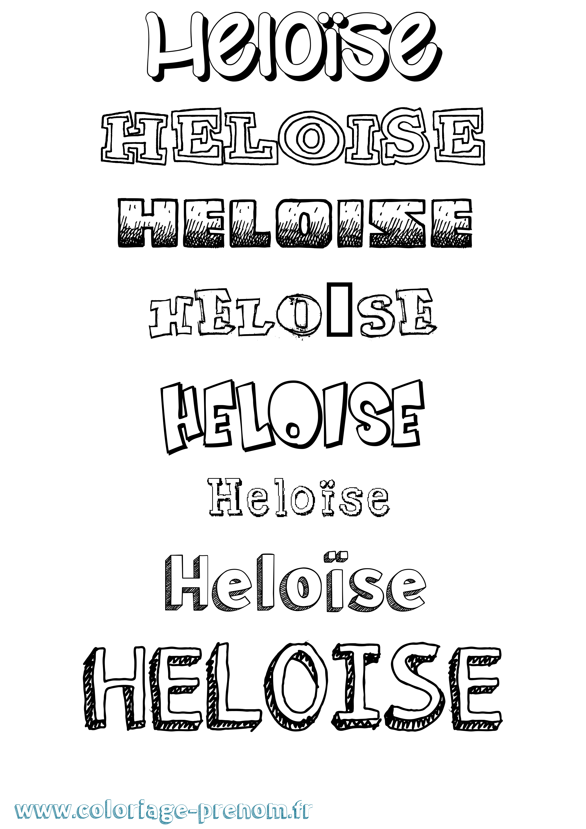 Coloriage prénom Heloïse Dessiné