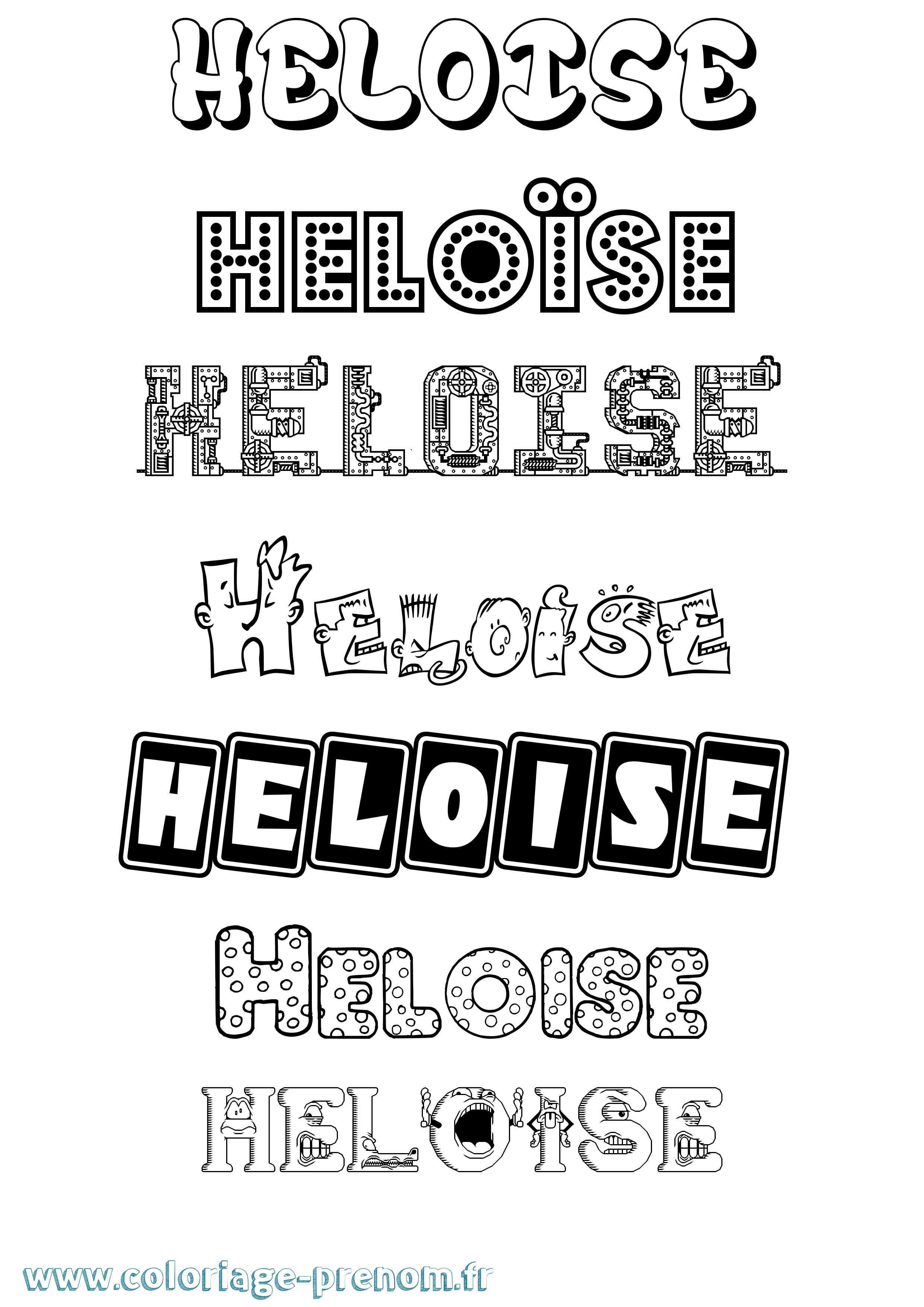 Coloriage prénom Heloïse Fun