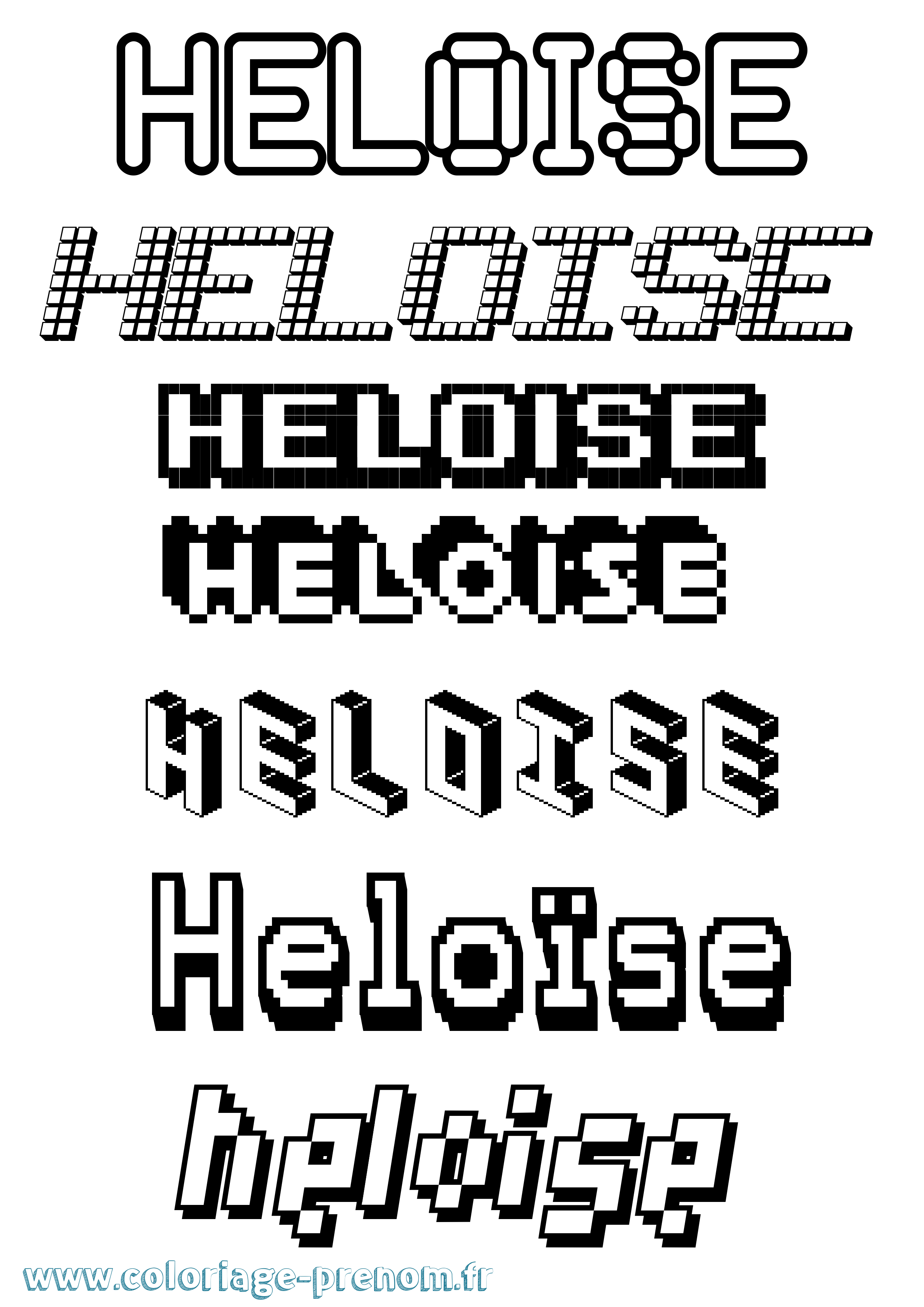 Coloriage prénom Heloïse Pixel
