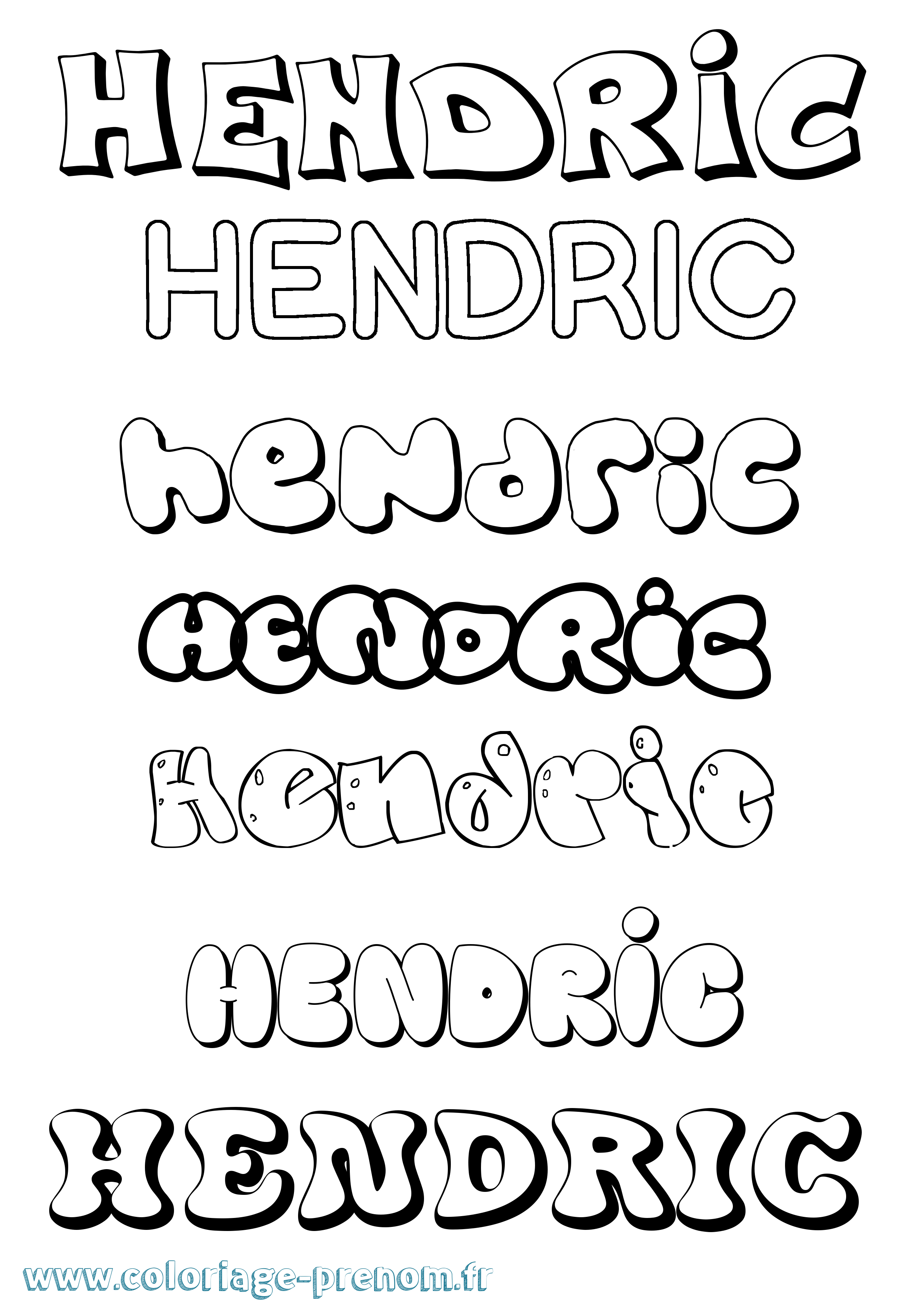 Coloriage prénom Hendric Bubble